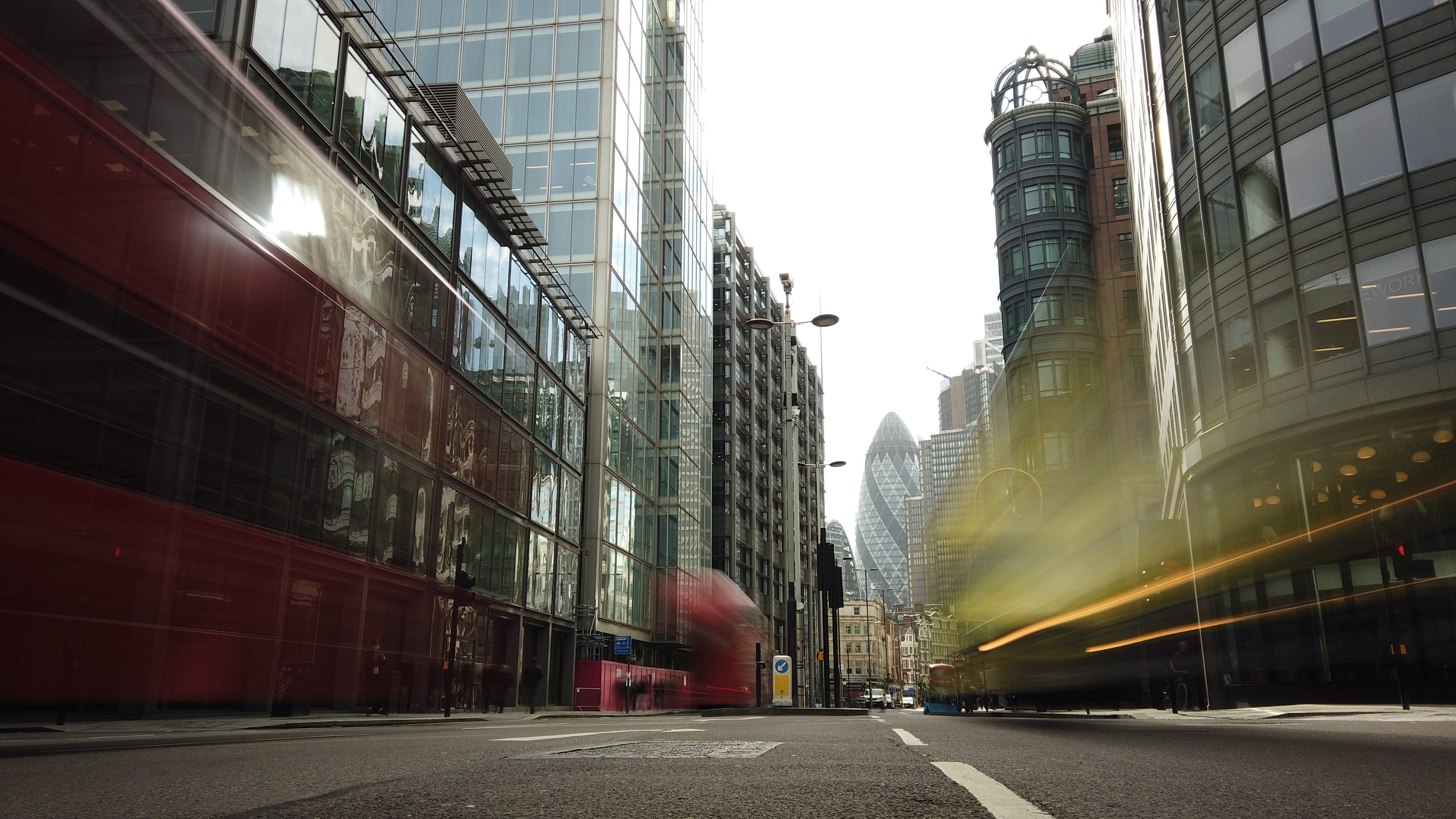 City of London Financial District Street View with The Gherkin