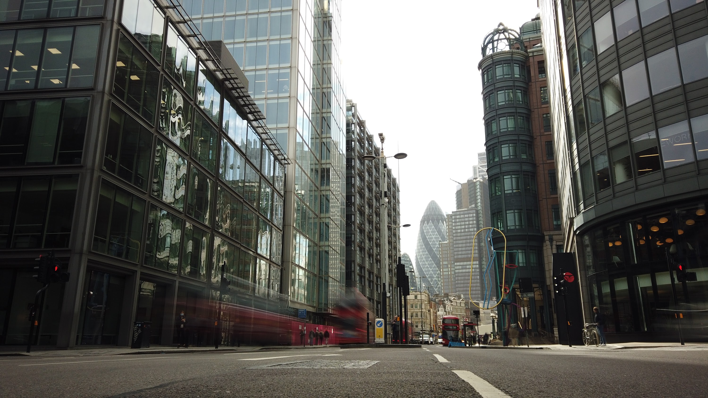 City of London Financial District Street View with The Gherkin