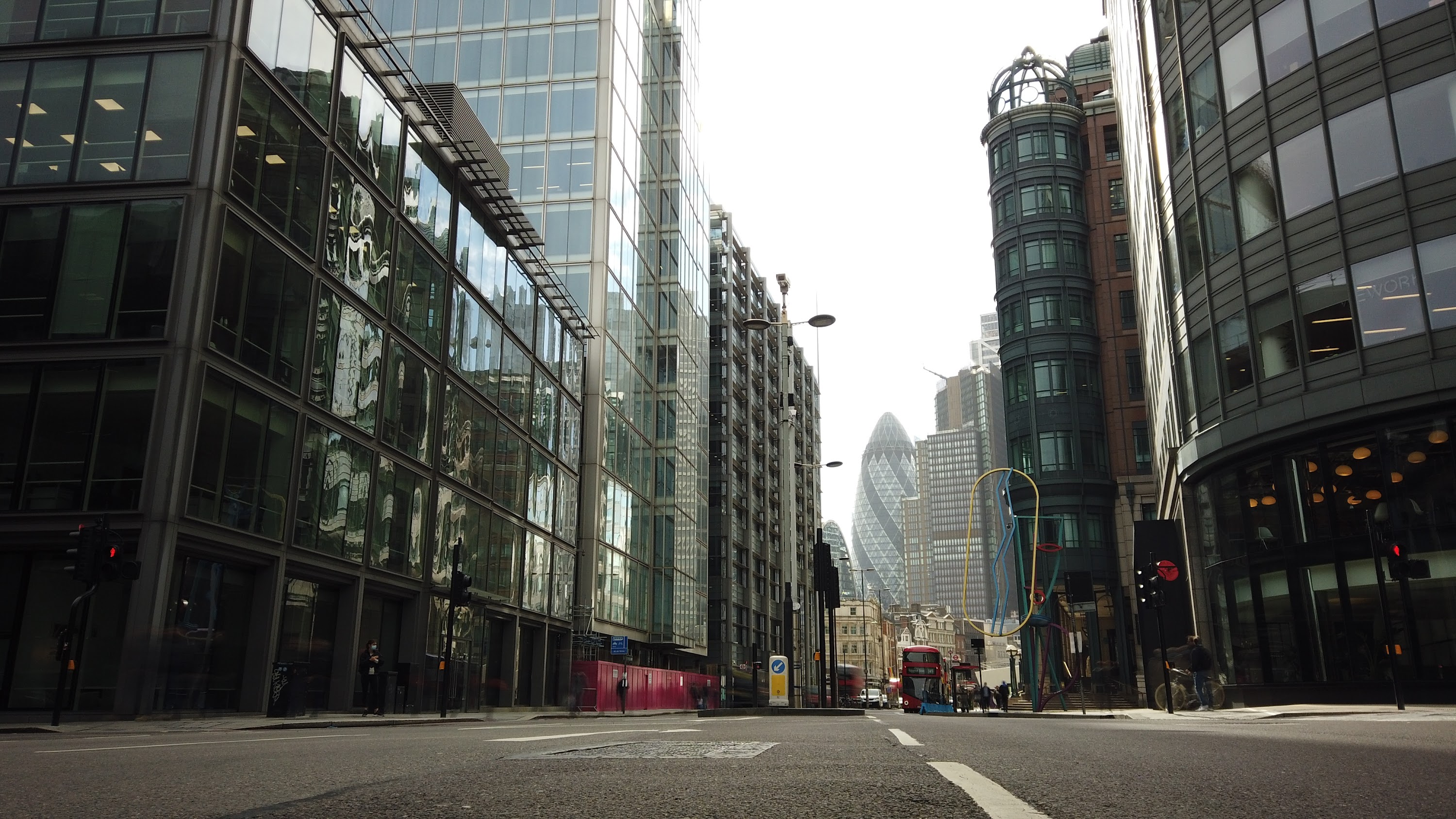 City of London Financial District Street View with The Gherkin