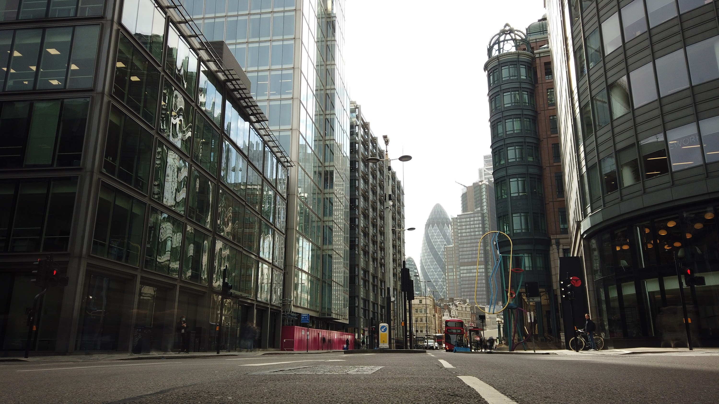 City of London Financial District Street View with The Gherkin