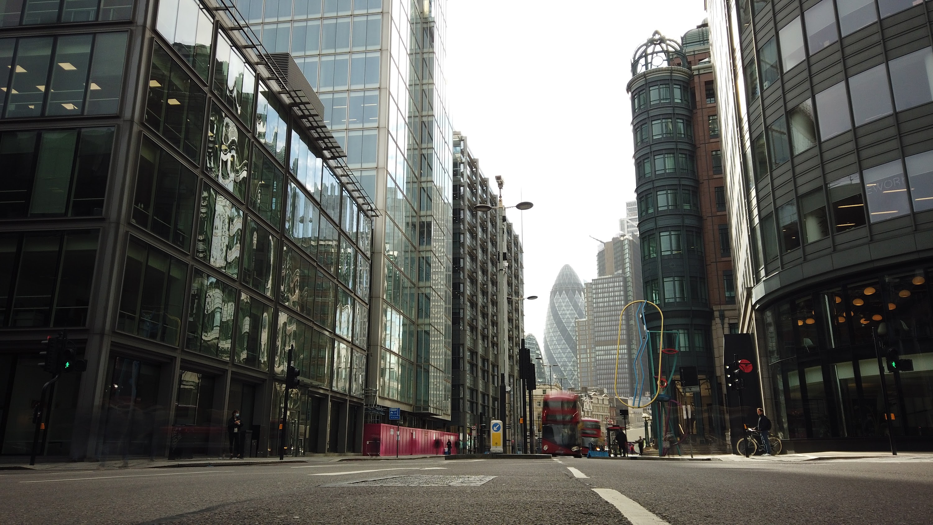 City of London Financial District Street View with The Gherkin