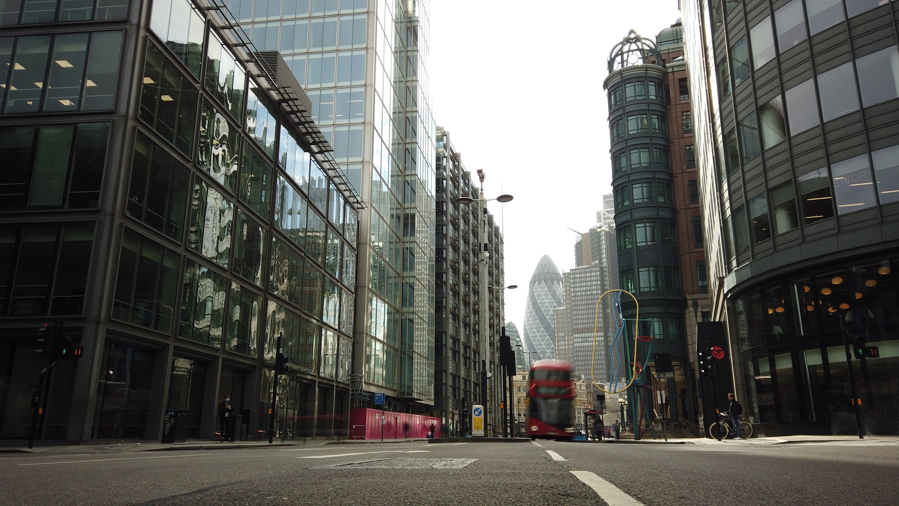 City of London Financial District Street View with The Gherkin