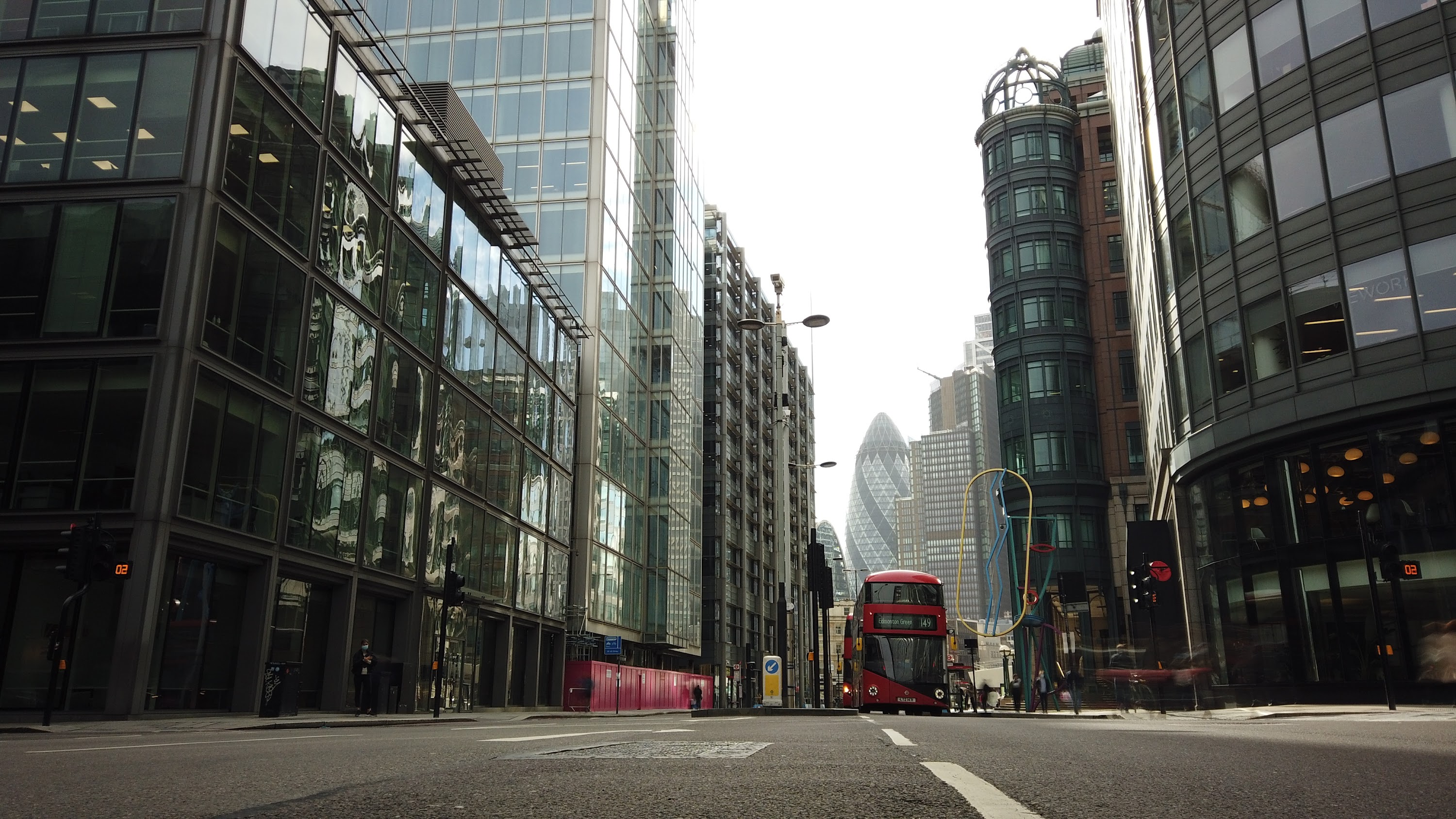 City of London Financial District Street View with The Gherkin