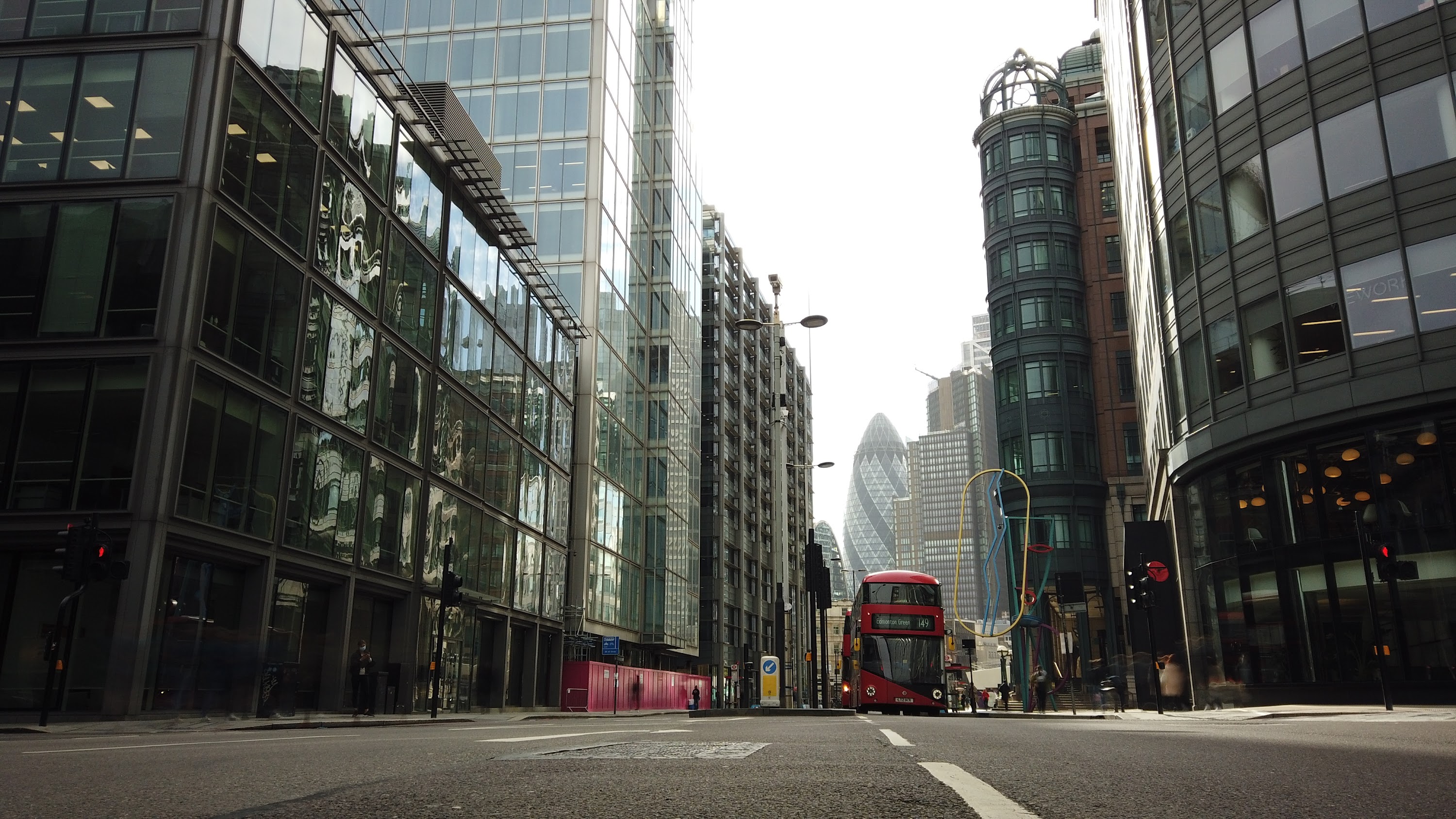 City of London Financial District Street View with The Gherkin