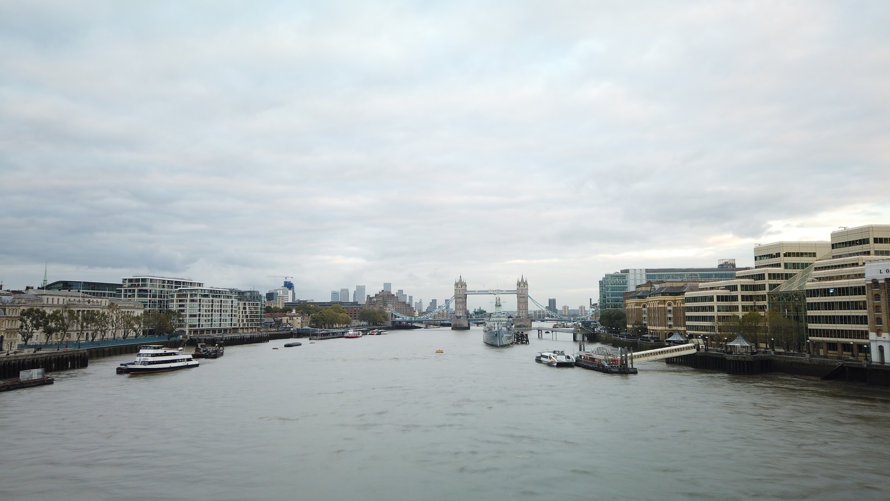 River Thames Looking East Toward Tower Bridge, London