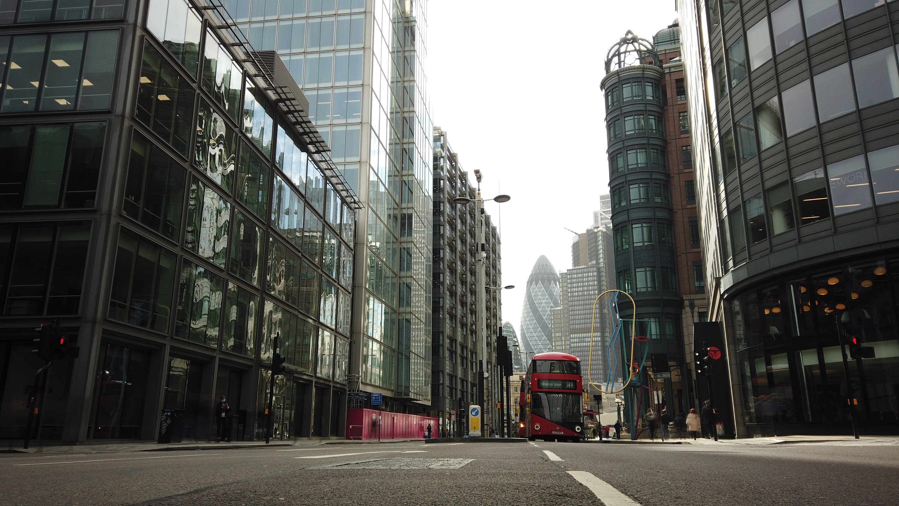 City of London Financial District Street View with The Gherkin