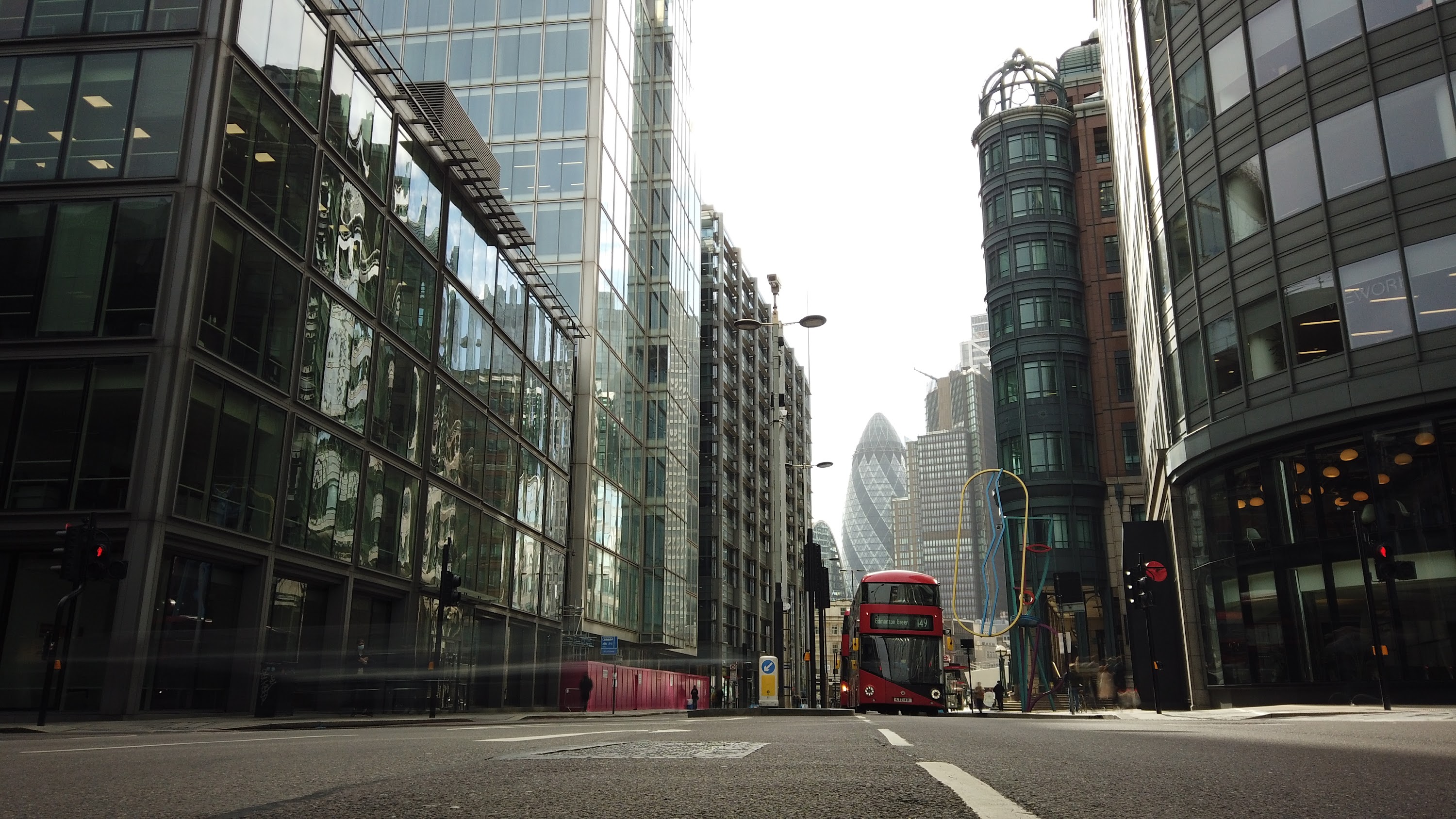 City of London Financial District Street View with The Gherkin