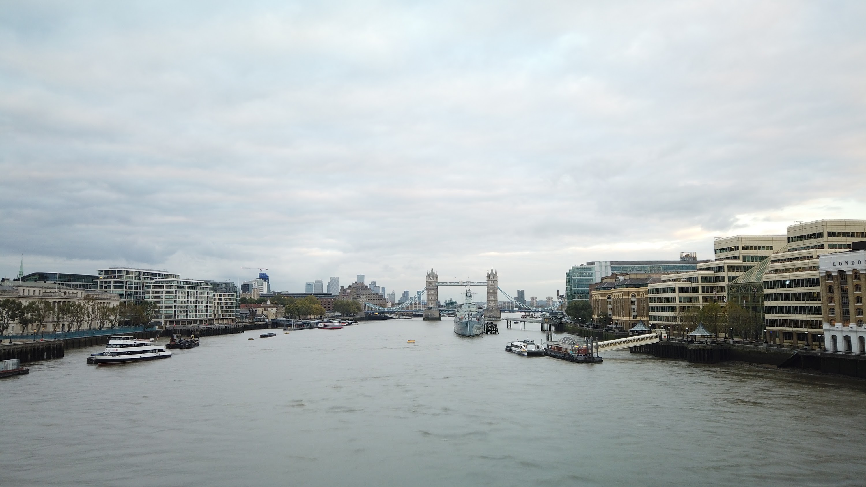 River Thames Looking East Toward Tower Bridge, London