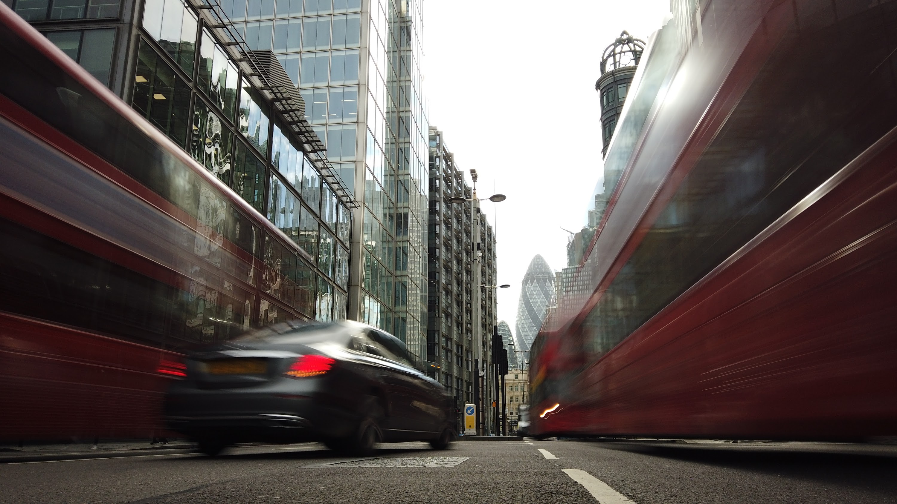City of London Financial District Street View with The Gherkin