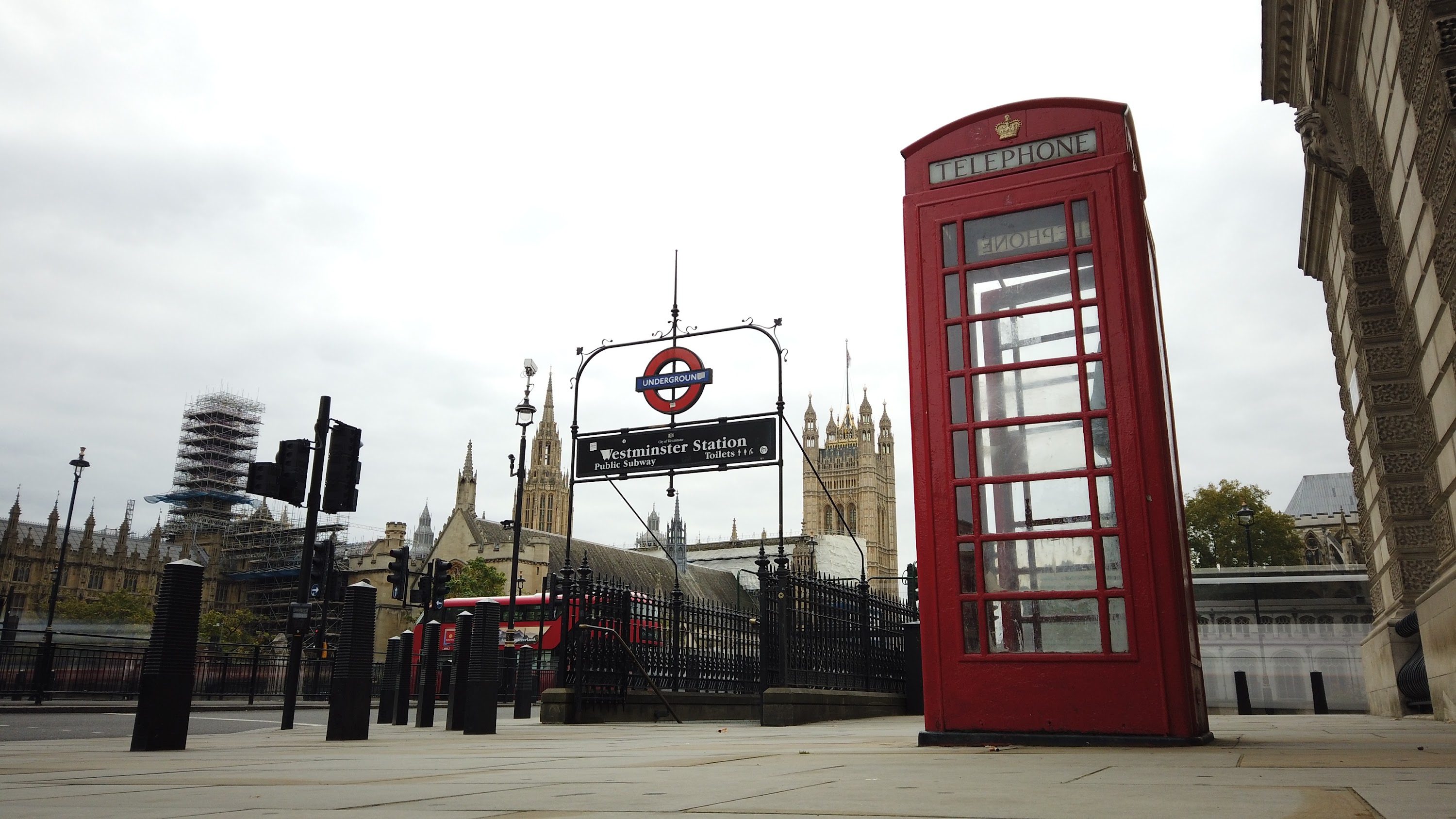 Red Telephone Box at Westminster Station, London