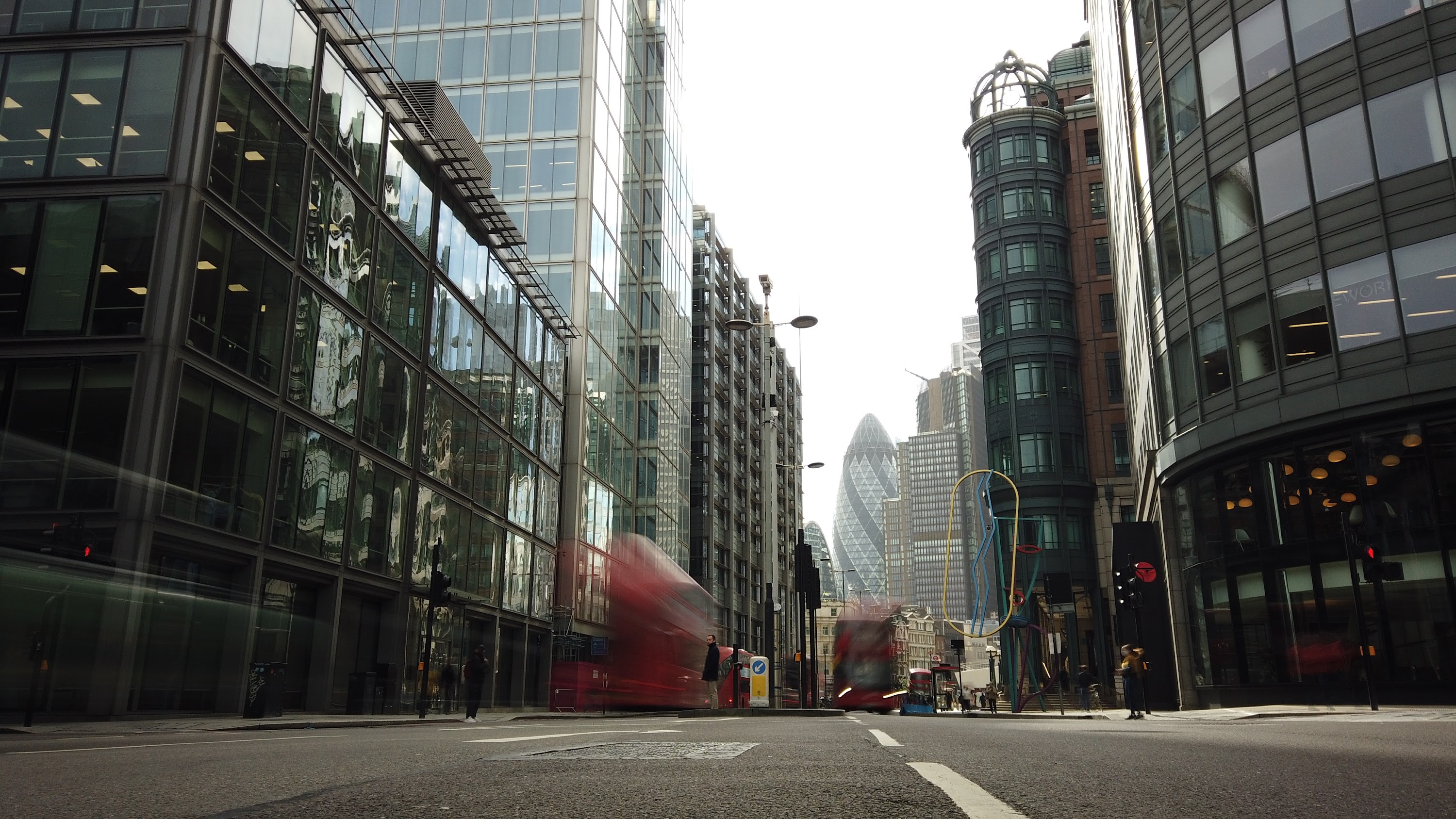 City of London Financial District Street View with The Gherkin