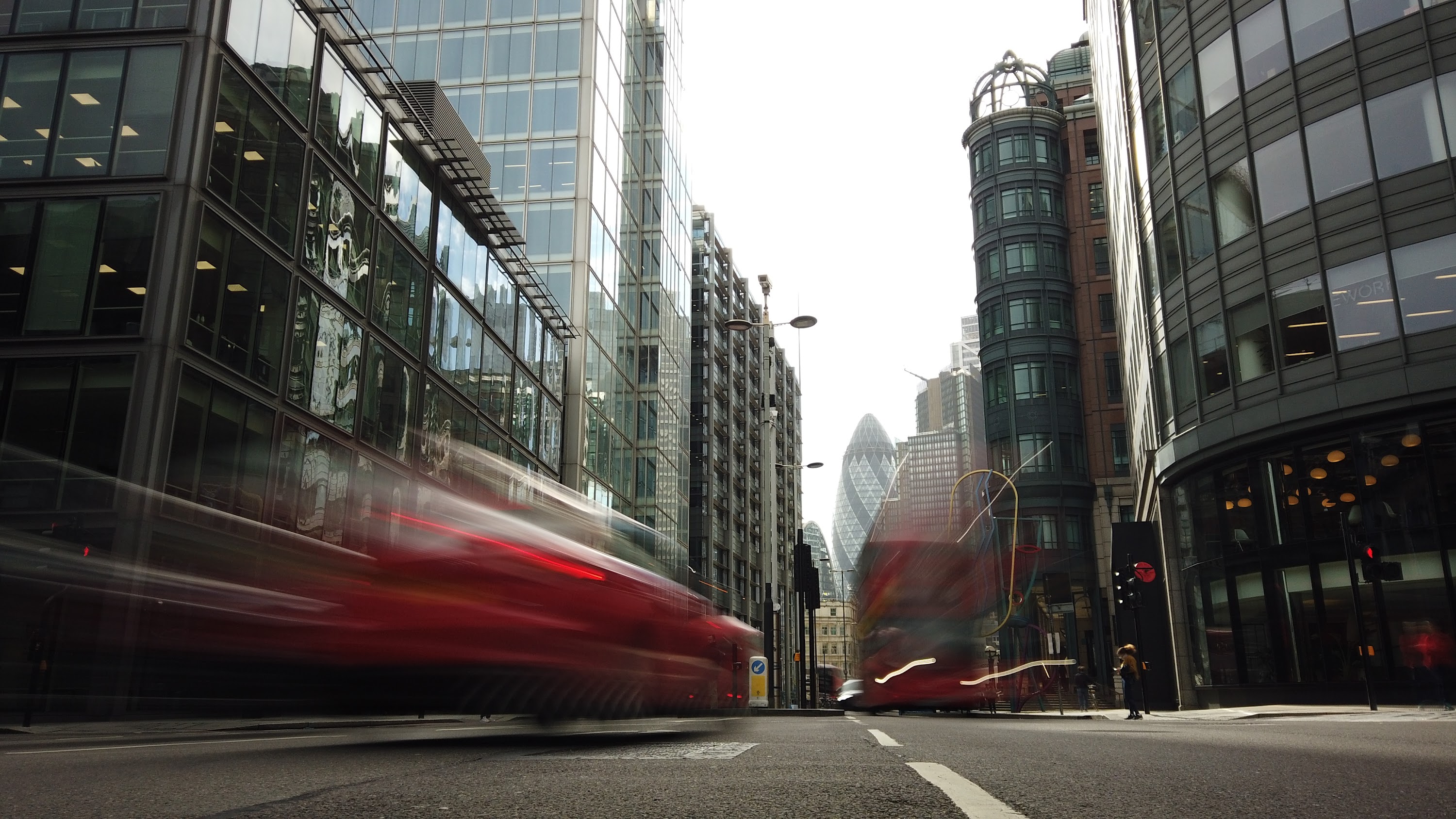 City of London Financial District Street View with The Gherkin