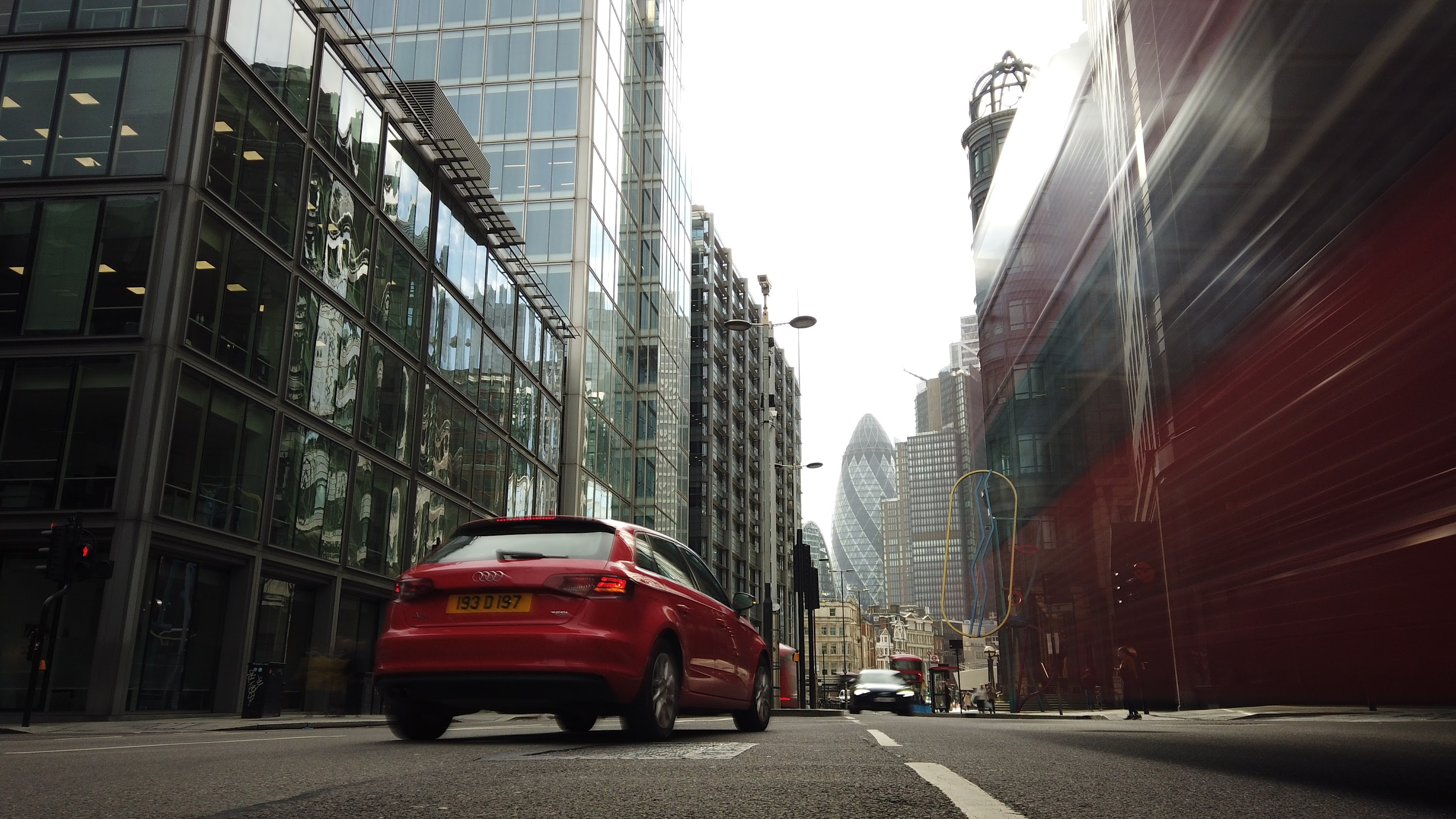 City of London Financial District Street View with The Gherkin