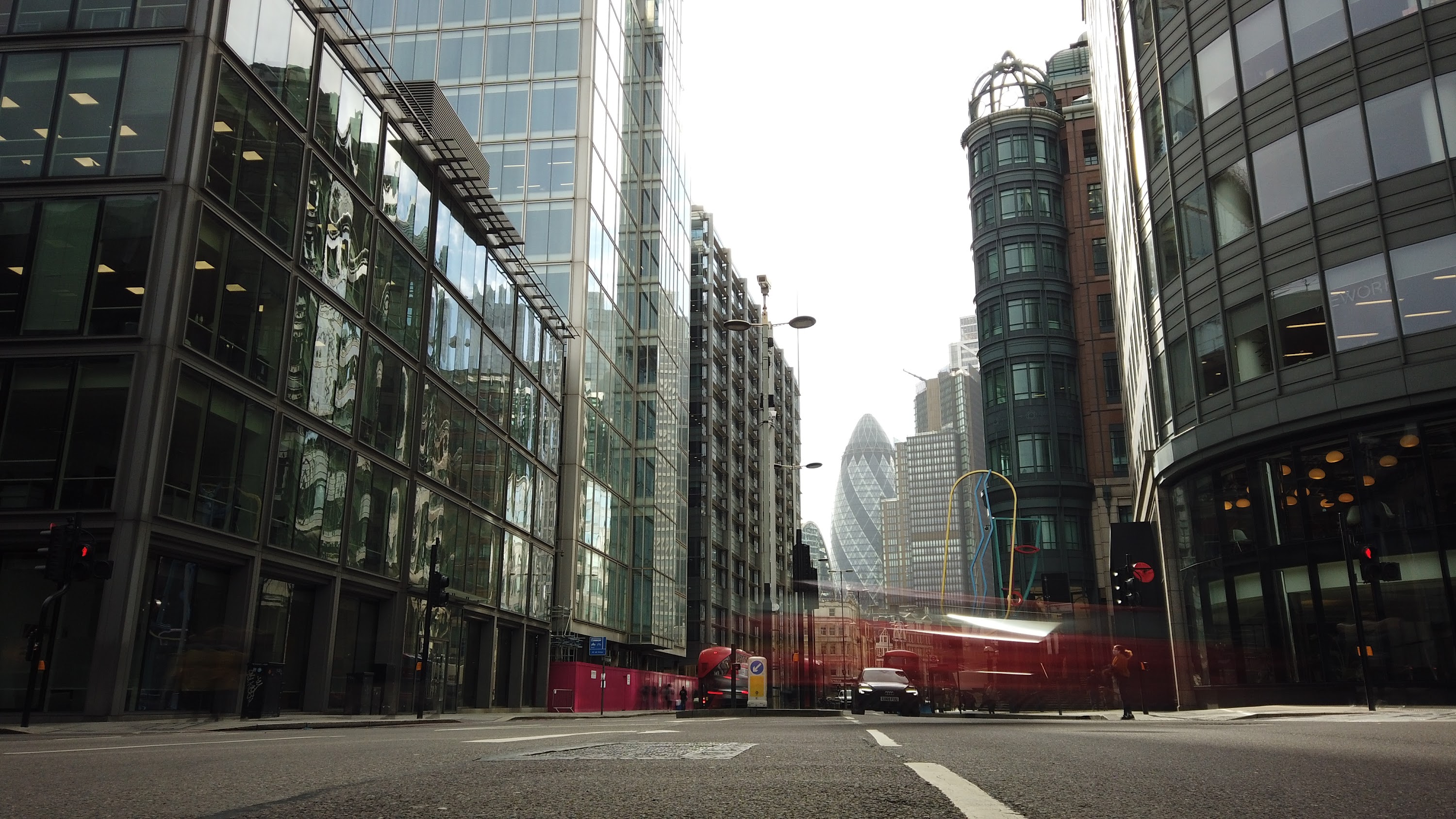 City of London Financial District Street View with The Gherkin