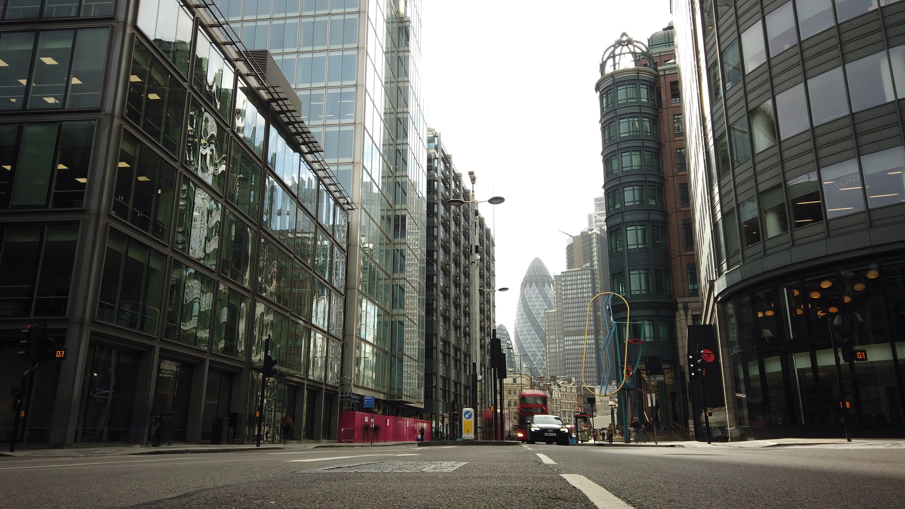 City of London Financial District Street View with The Gherkin