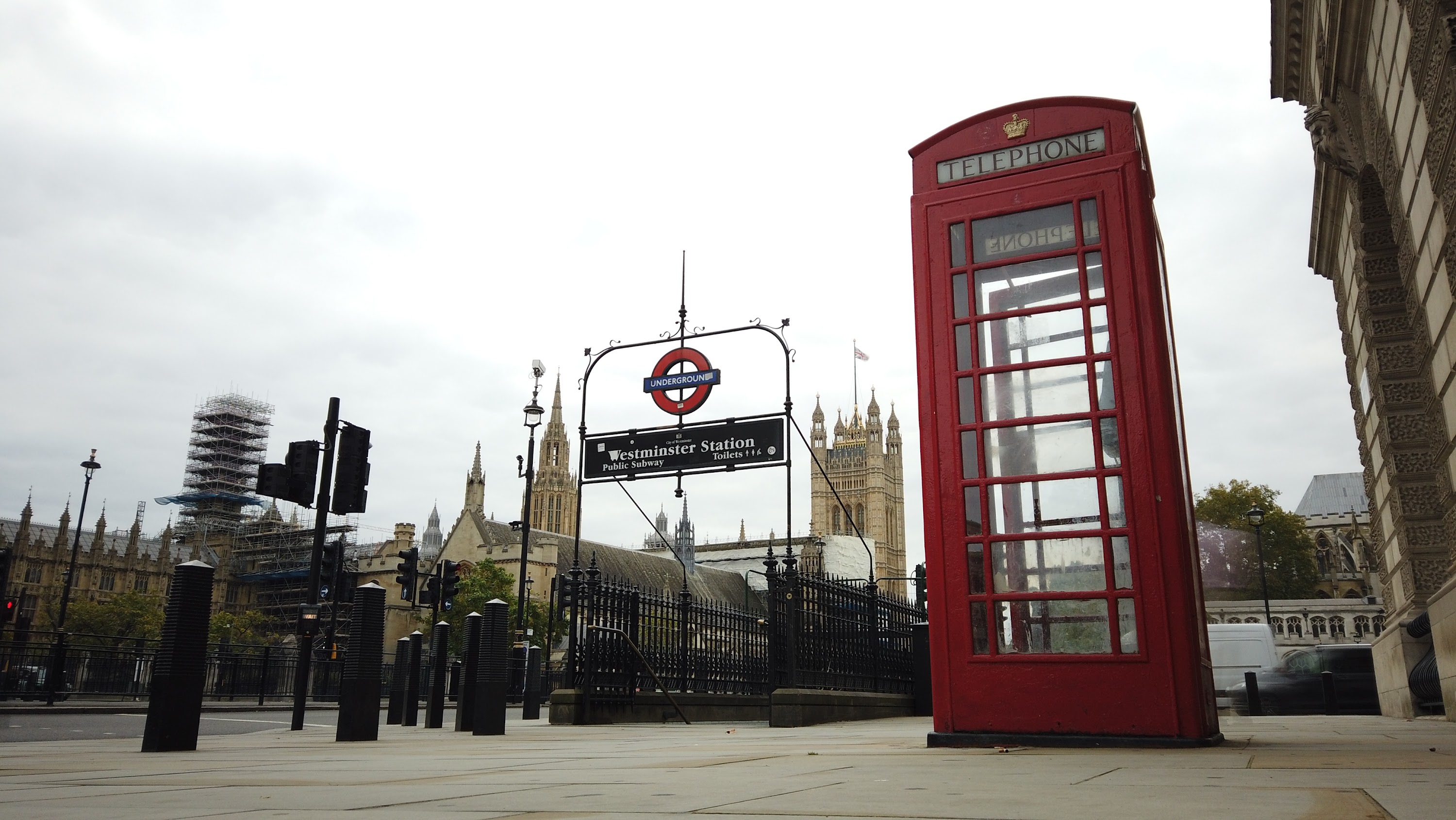 Red Telephone Box at Westminster Station, London