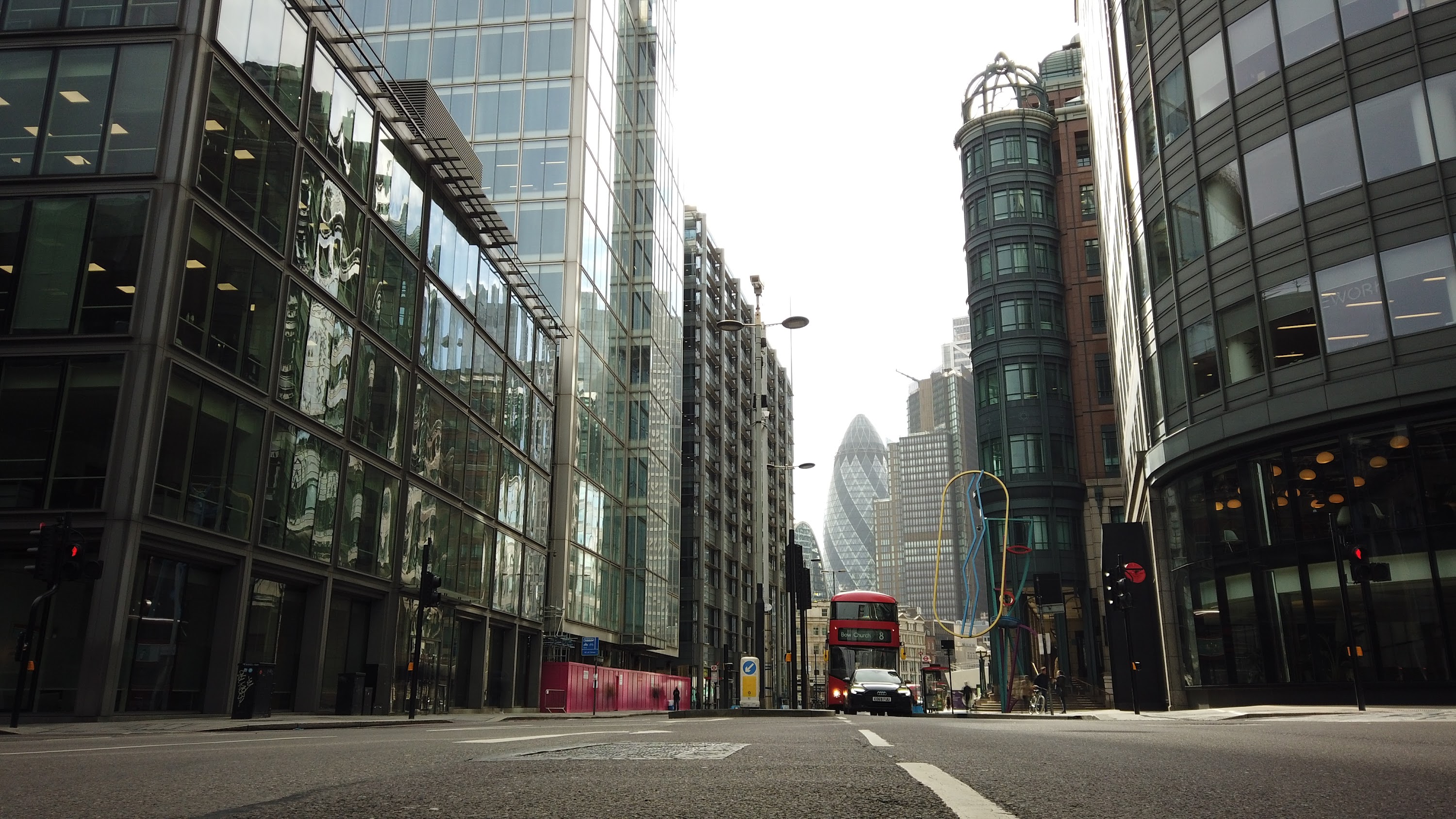 City of London Financial District Street View with The Gherkin