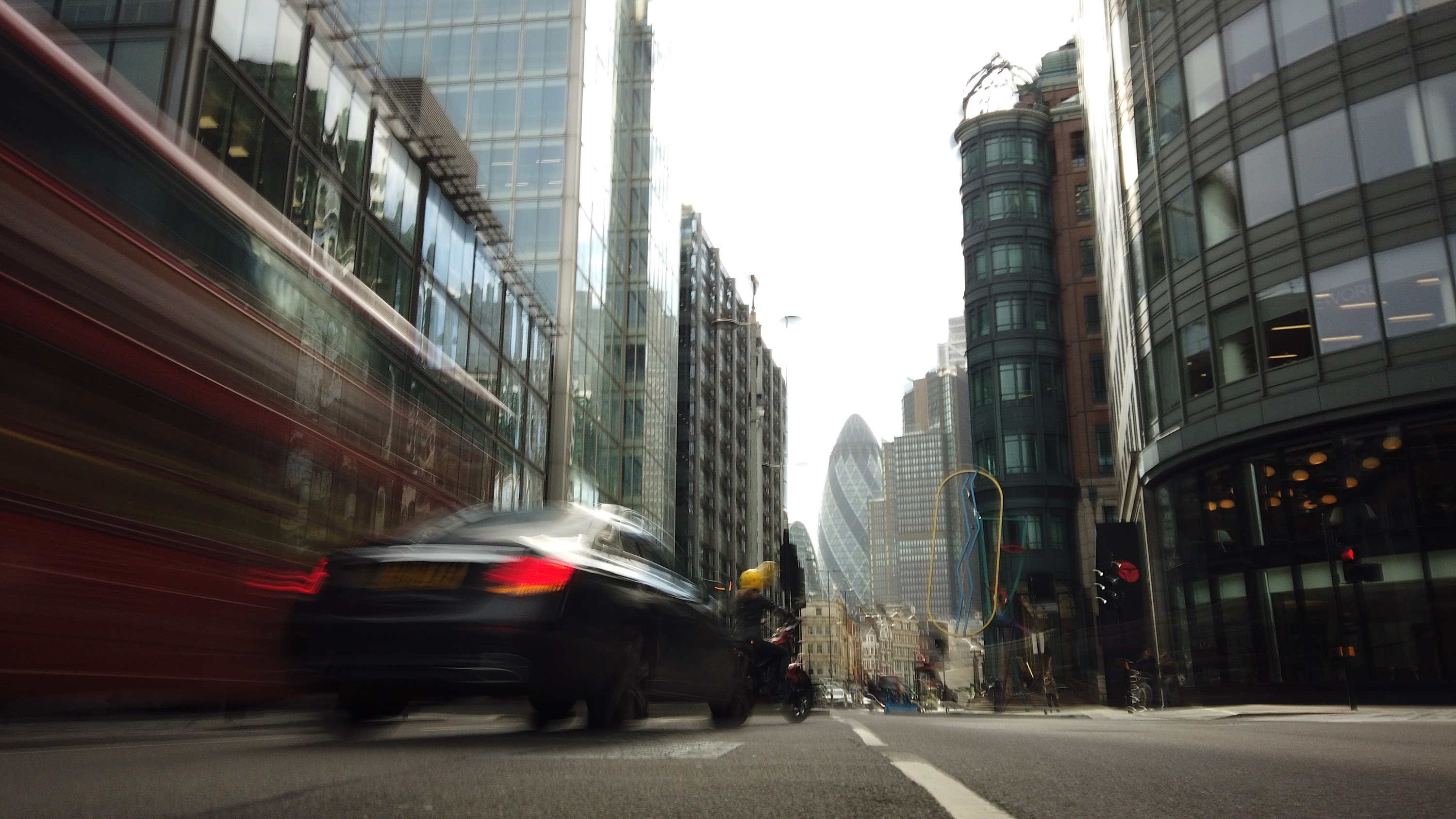 City of London Financial District Street View with The Gherkin