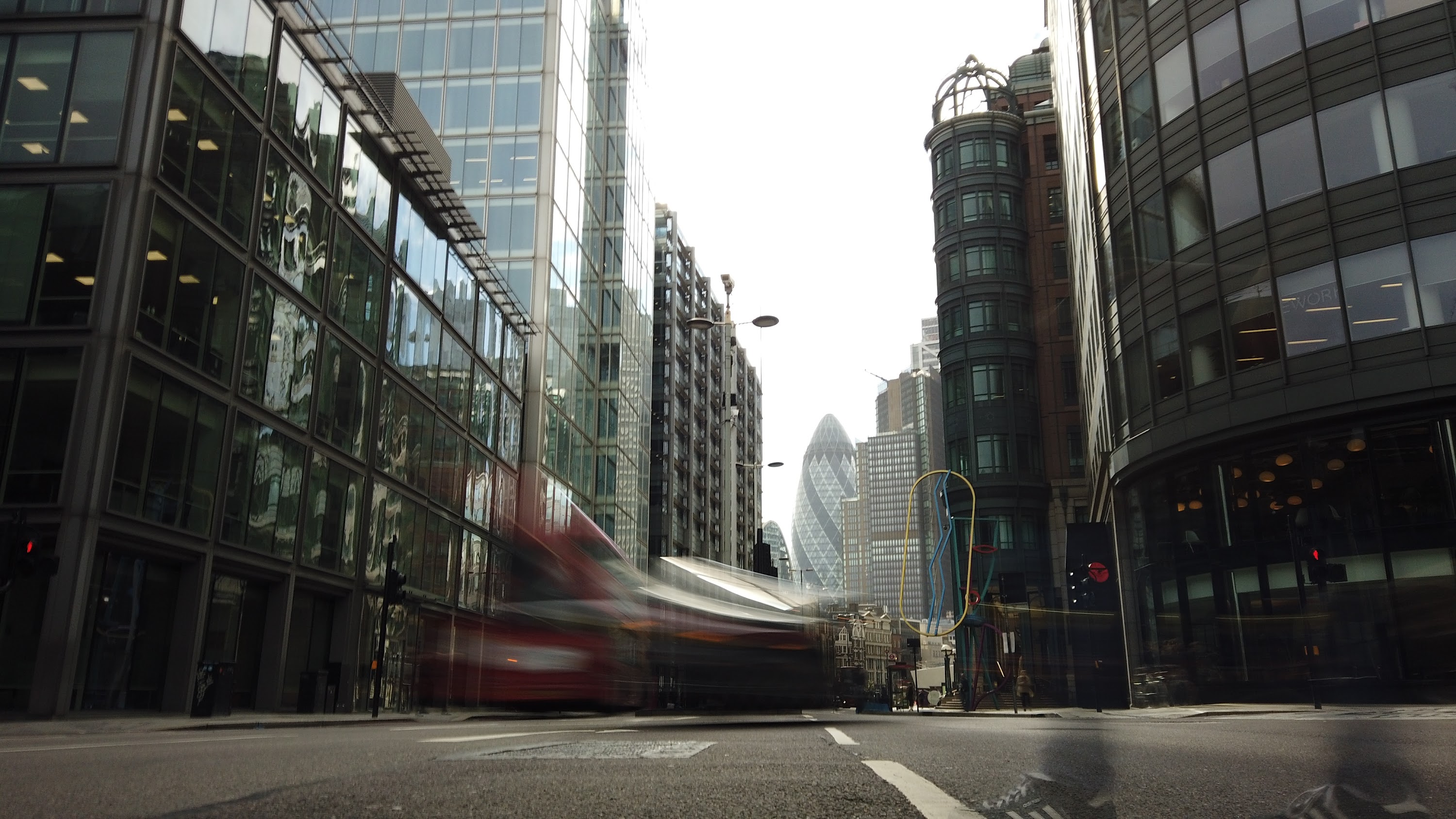 City of London Financial District Street View with The Gherkin