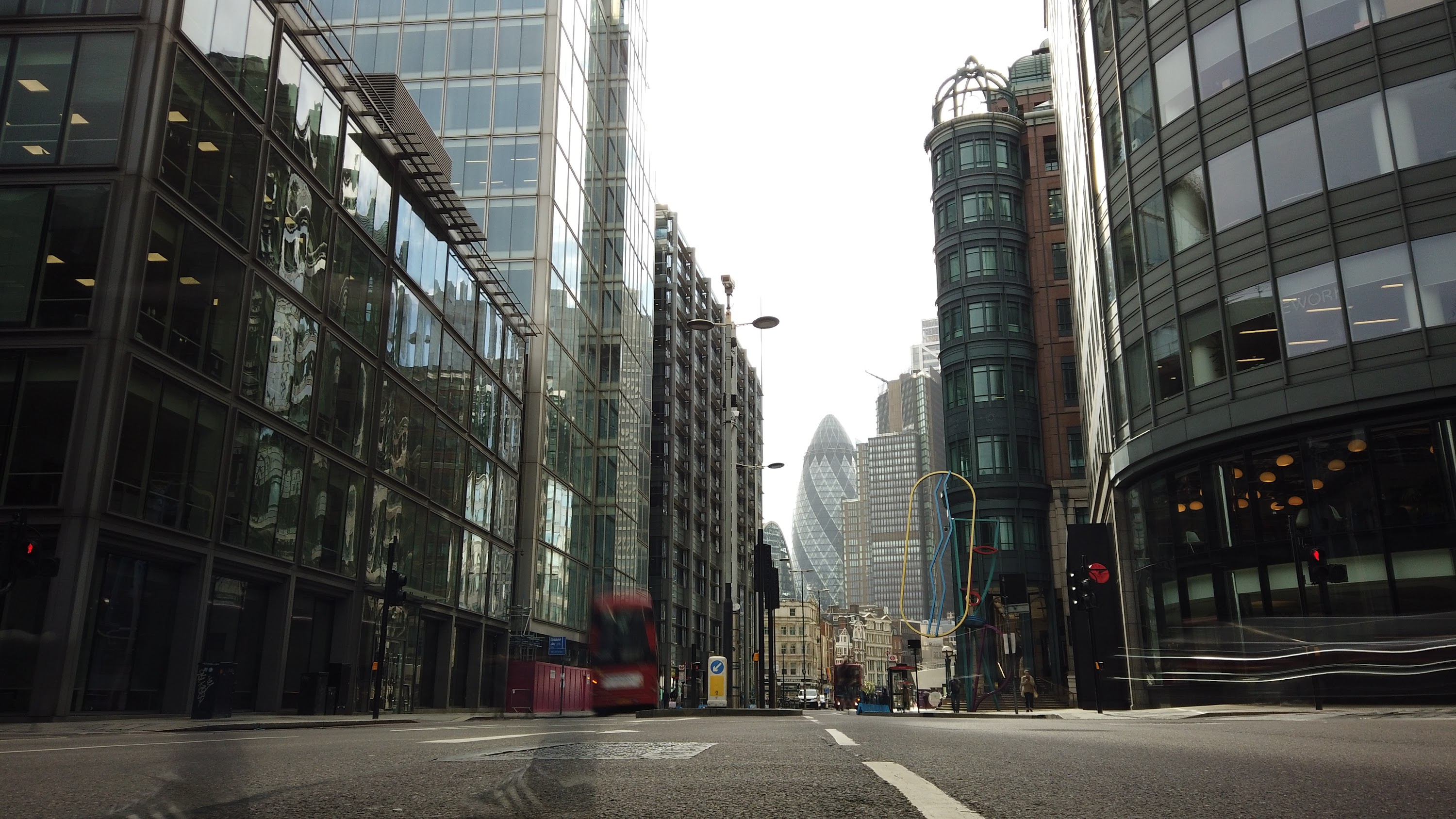 City of London Financial District Street View with The Gherkin