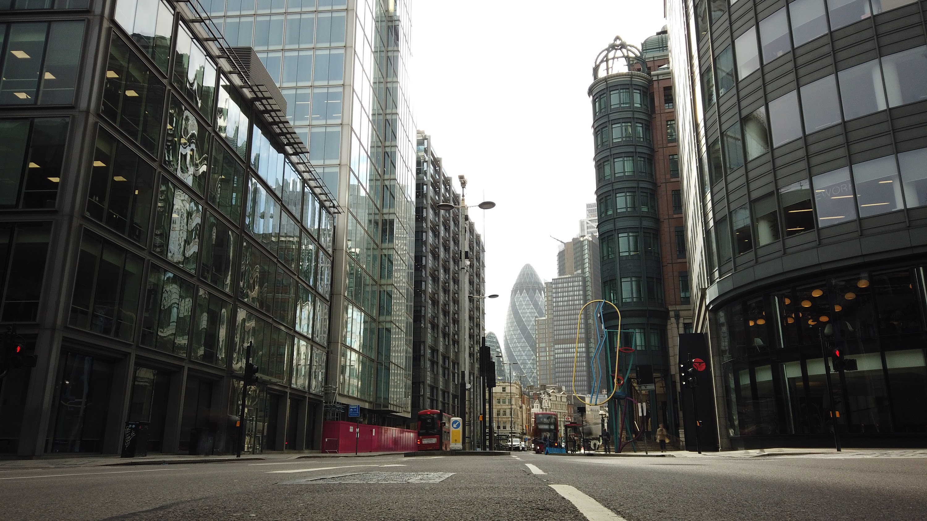 City of London Financial District Street View with The Gherkin