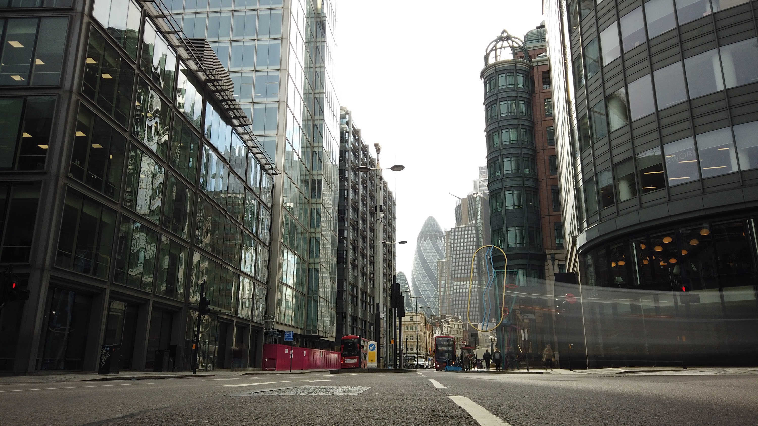 City of London Financial District Street View with The Gherkin