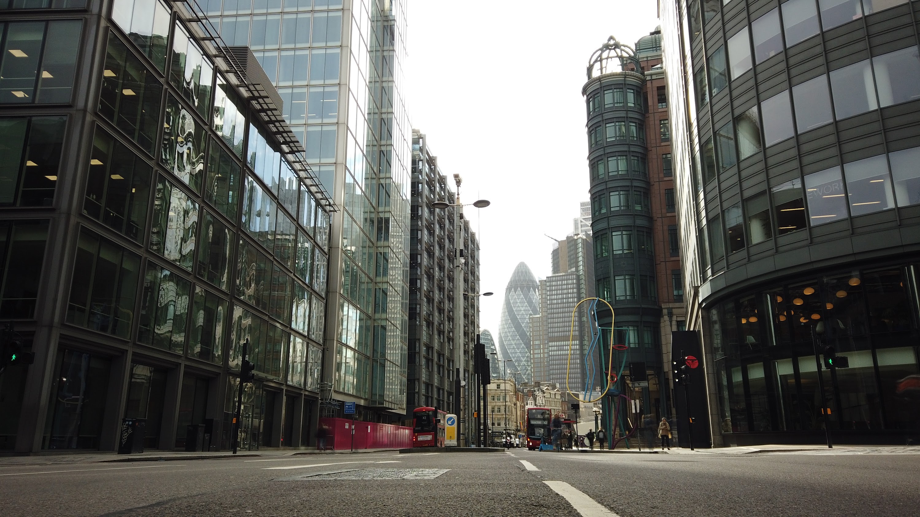 City of London Financial District Street View with The Gherkin