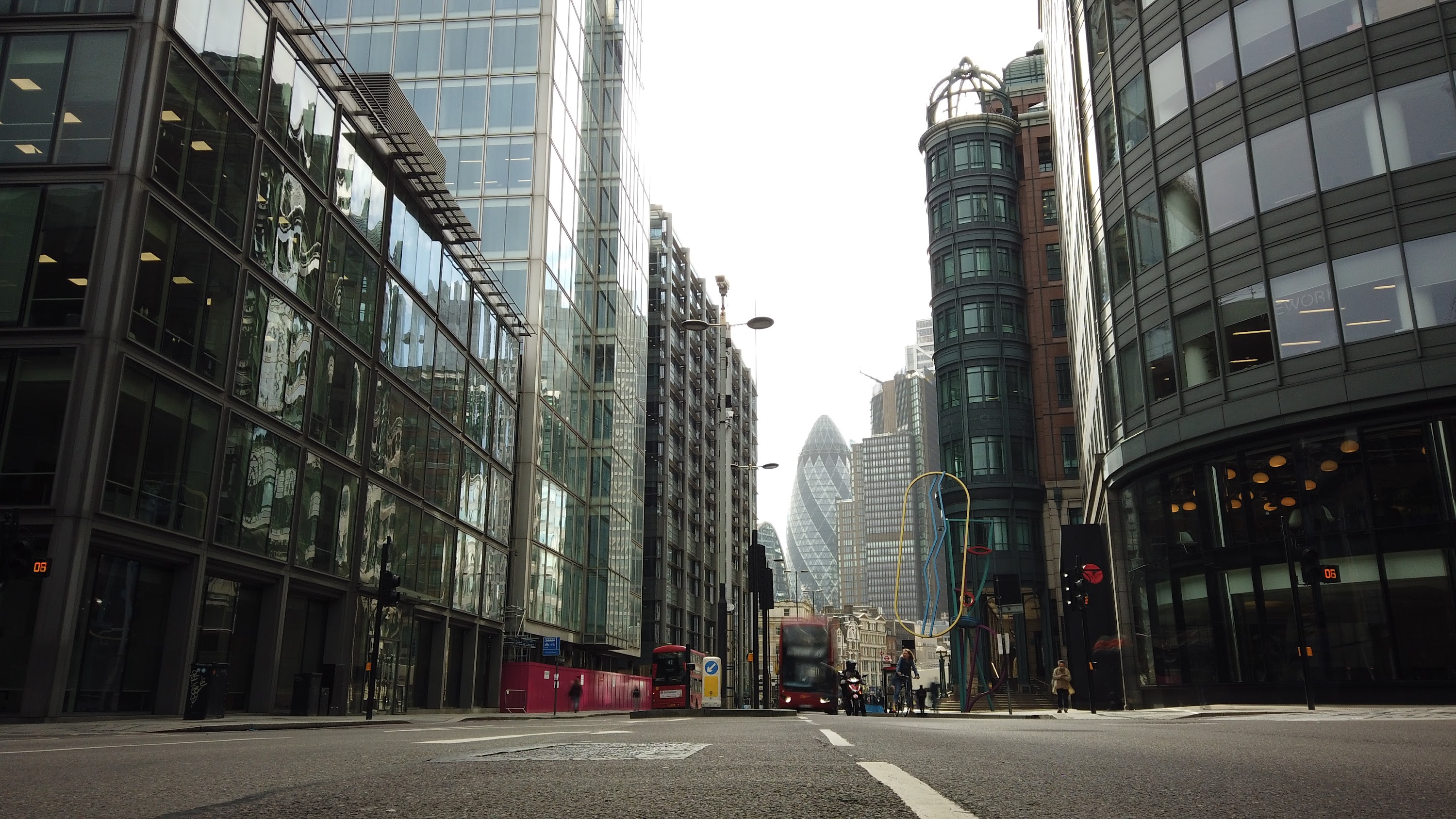 City of London Financial District Street View with The Gherkin