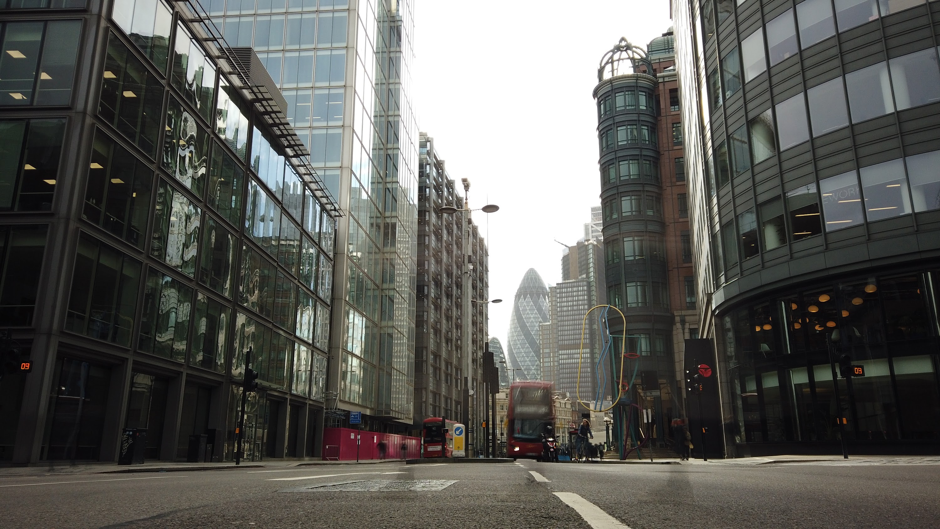 City of London Financial District Street View with The Gherkin