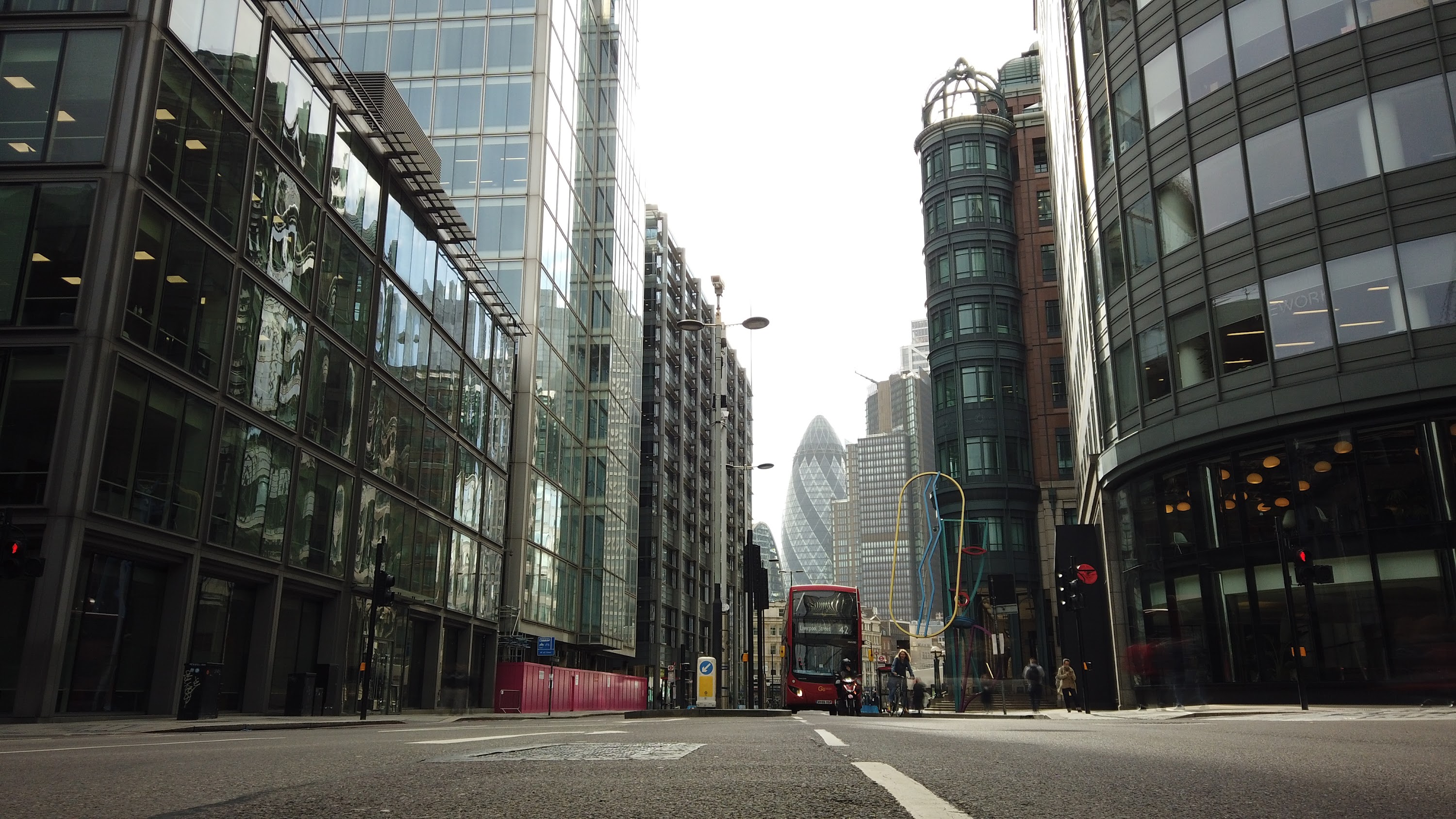 City of London Financial District Street View with The Gherkin