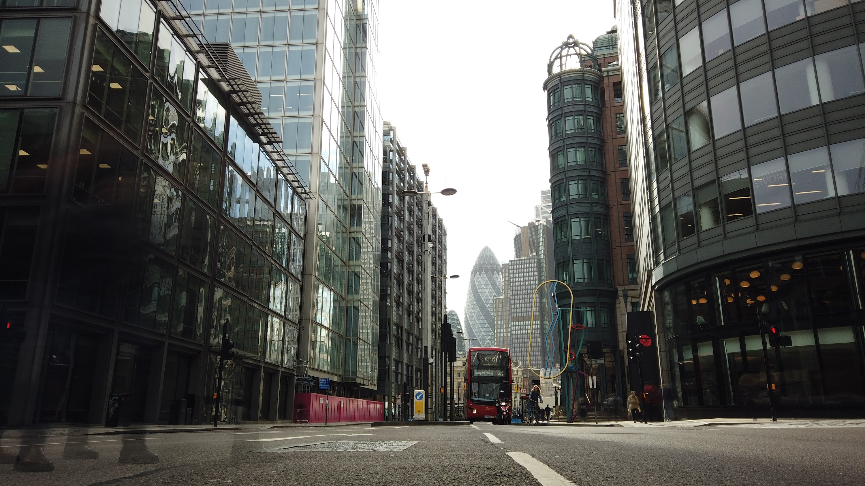 City of London Financial District Street View with The Gherkin