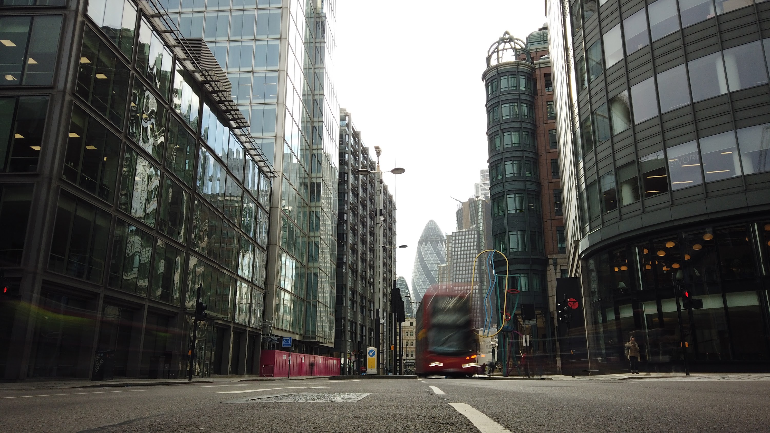 City of London Financial District Street View with The Gherkin