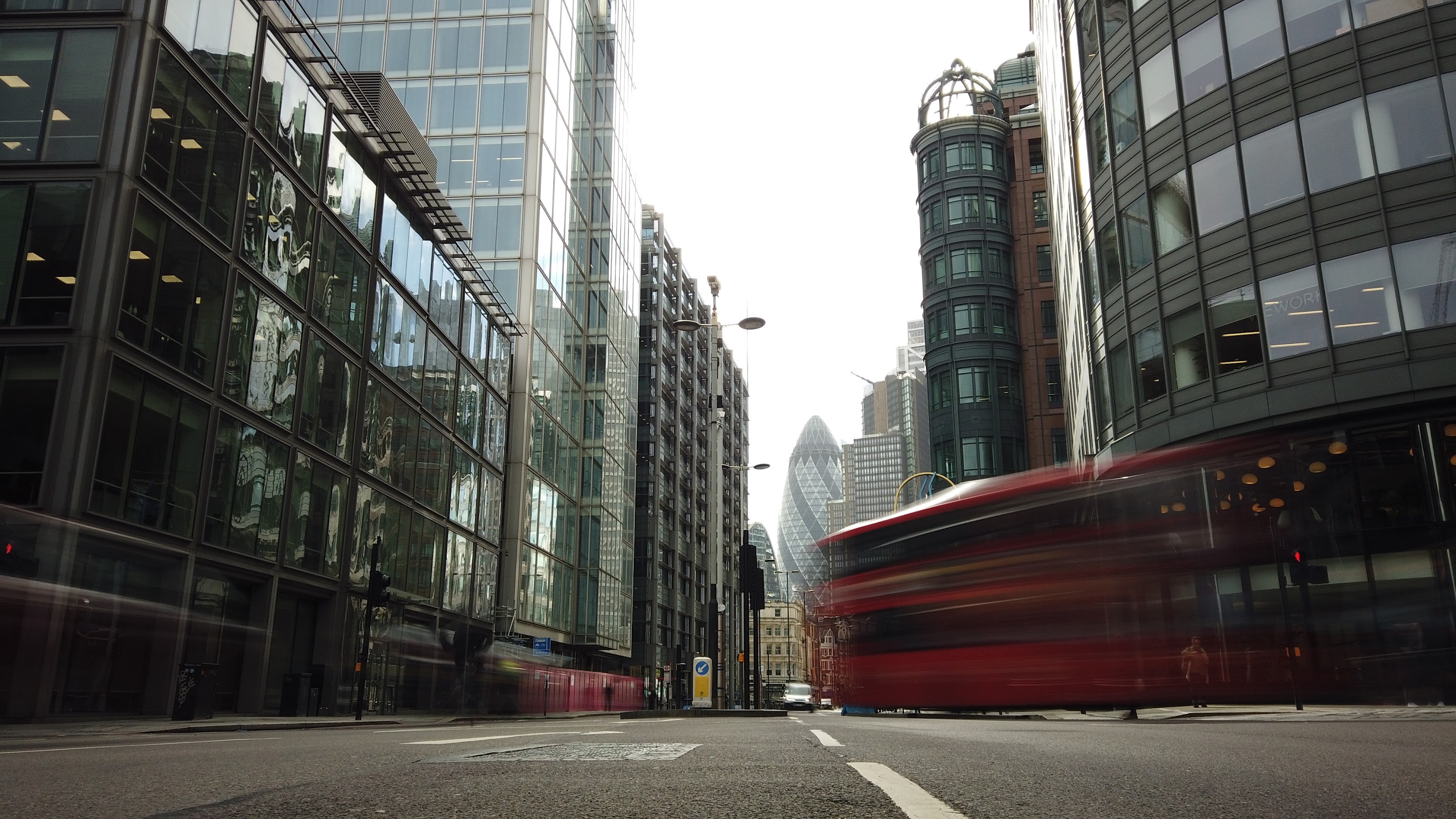 City of London Financial District Street View with The Gherkin