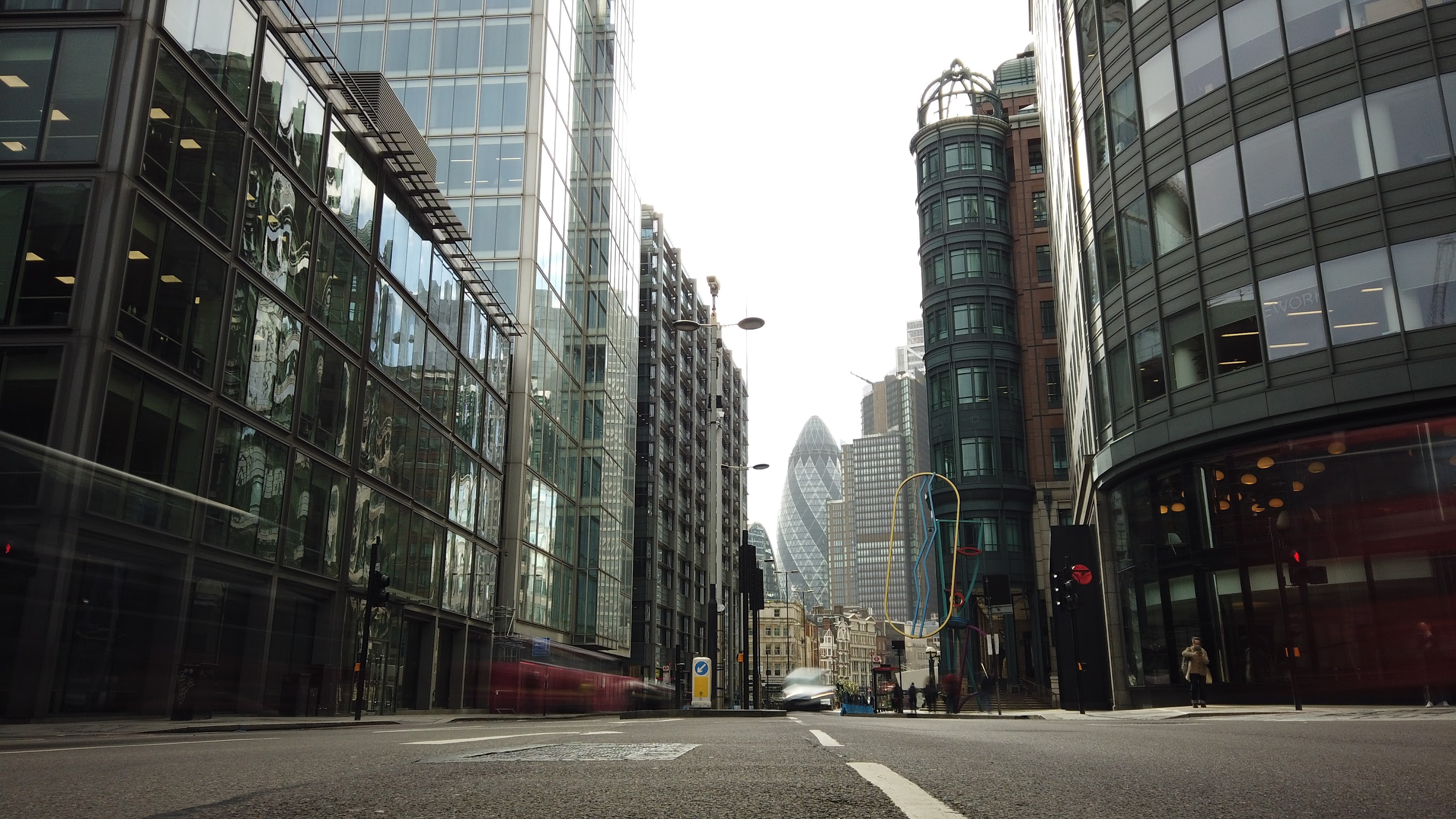 City of London Financial District Street View with The Gherkin