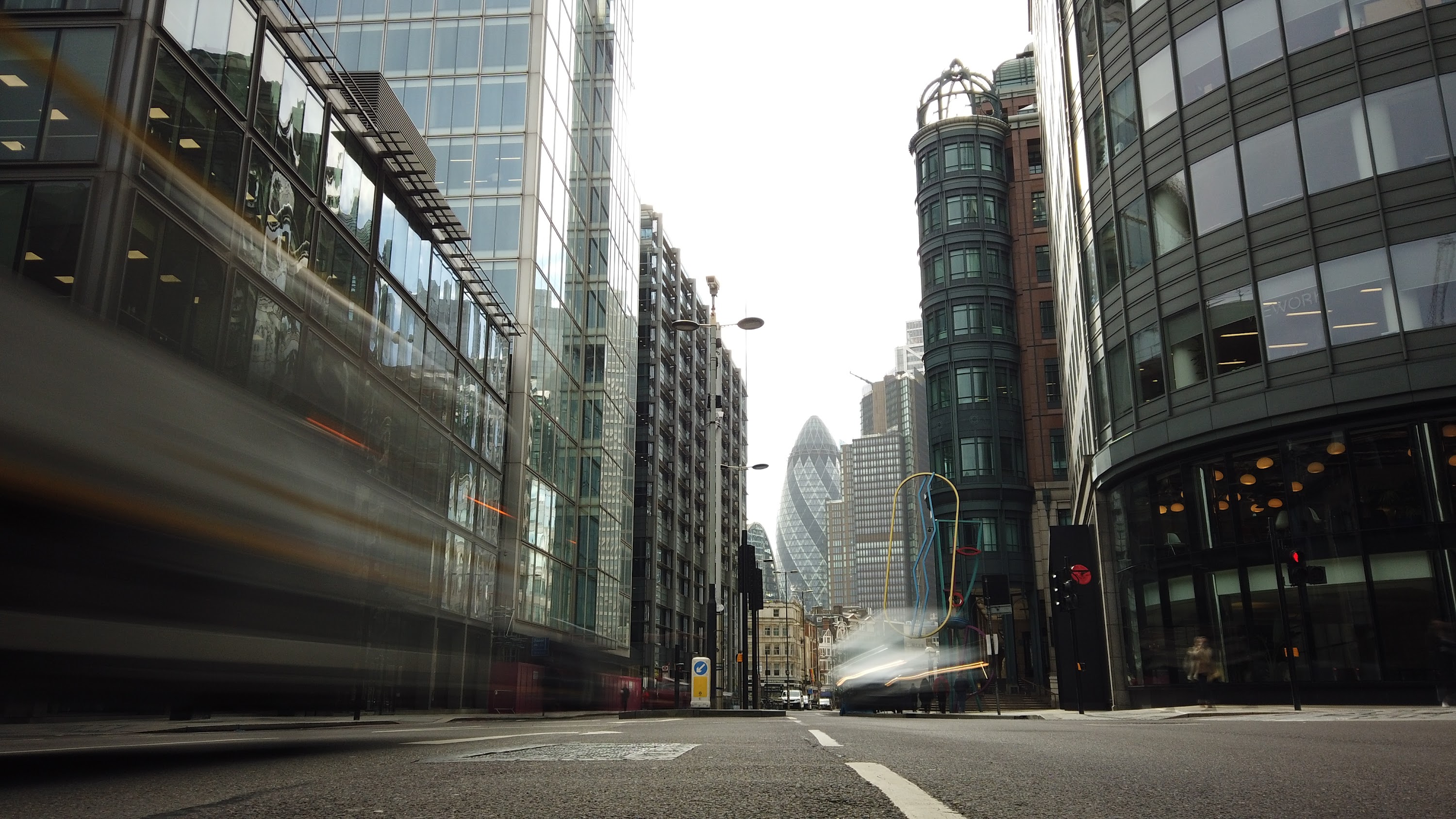 City of London Financial District Street View with The Gherkin