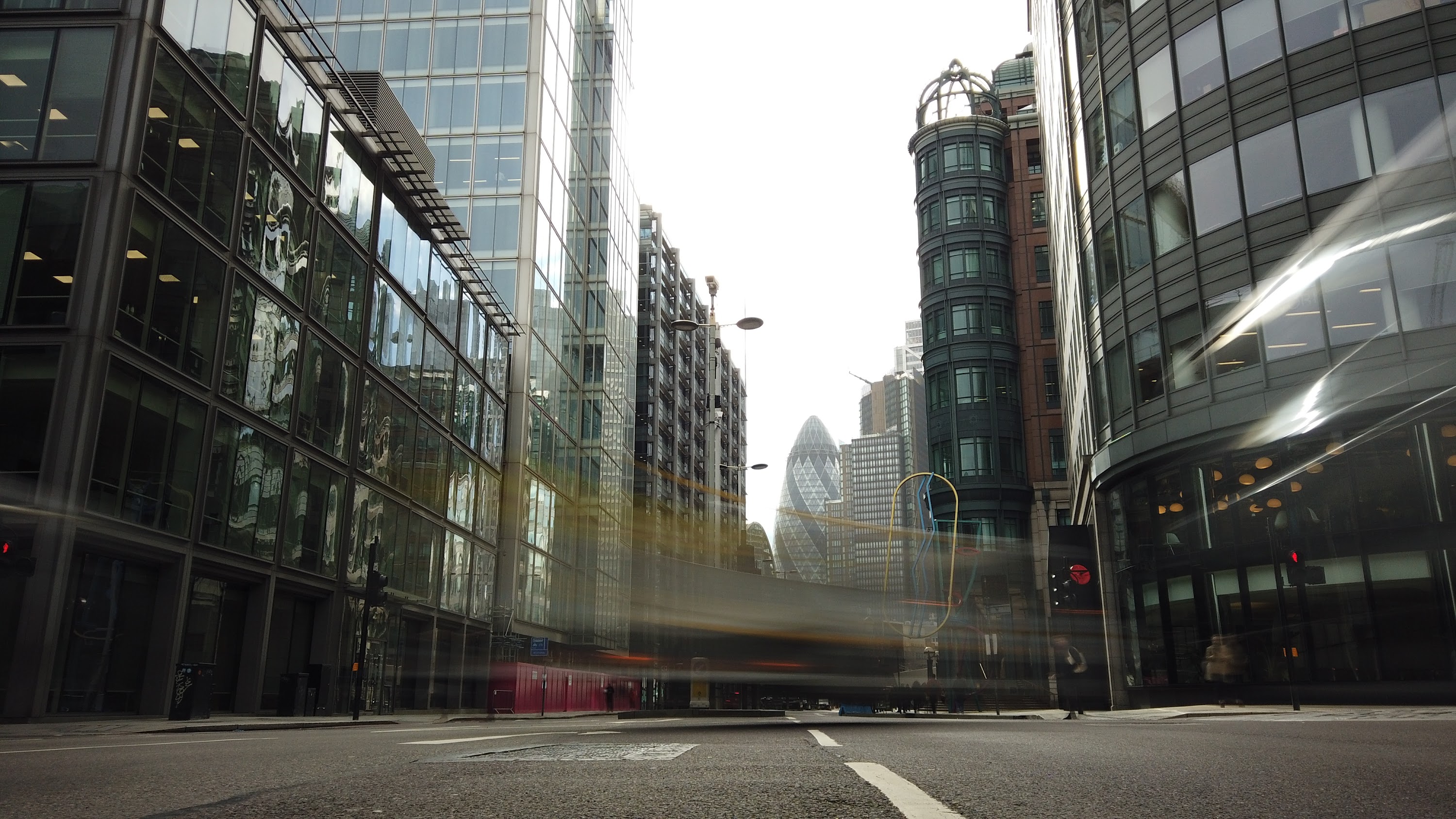 City of London Financial District Street View with The Gherkin