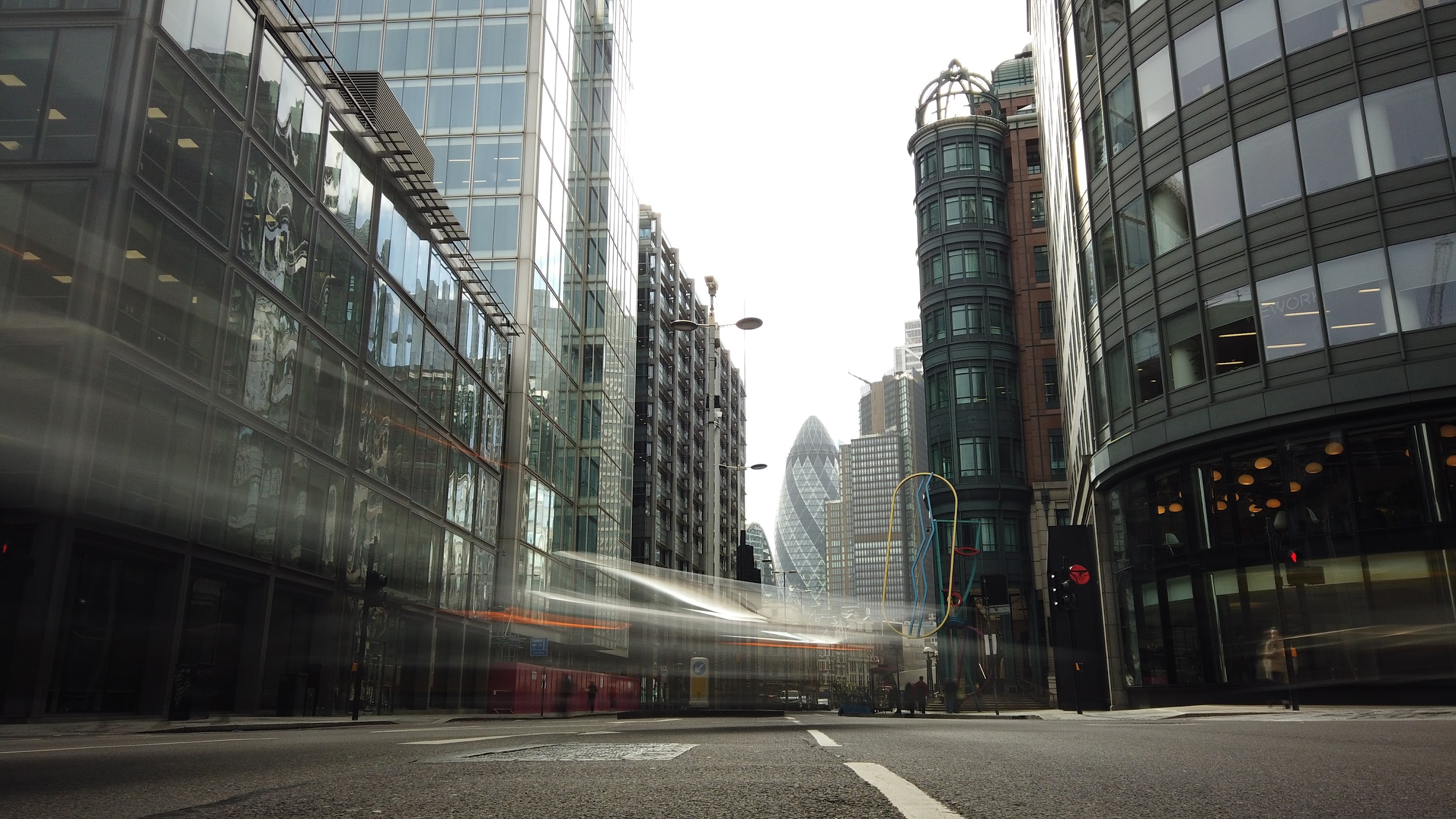 City of London Financial District Street View with The Gherkin
