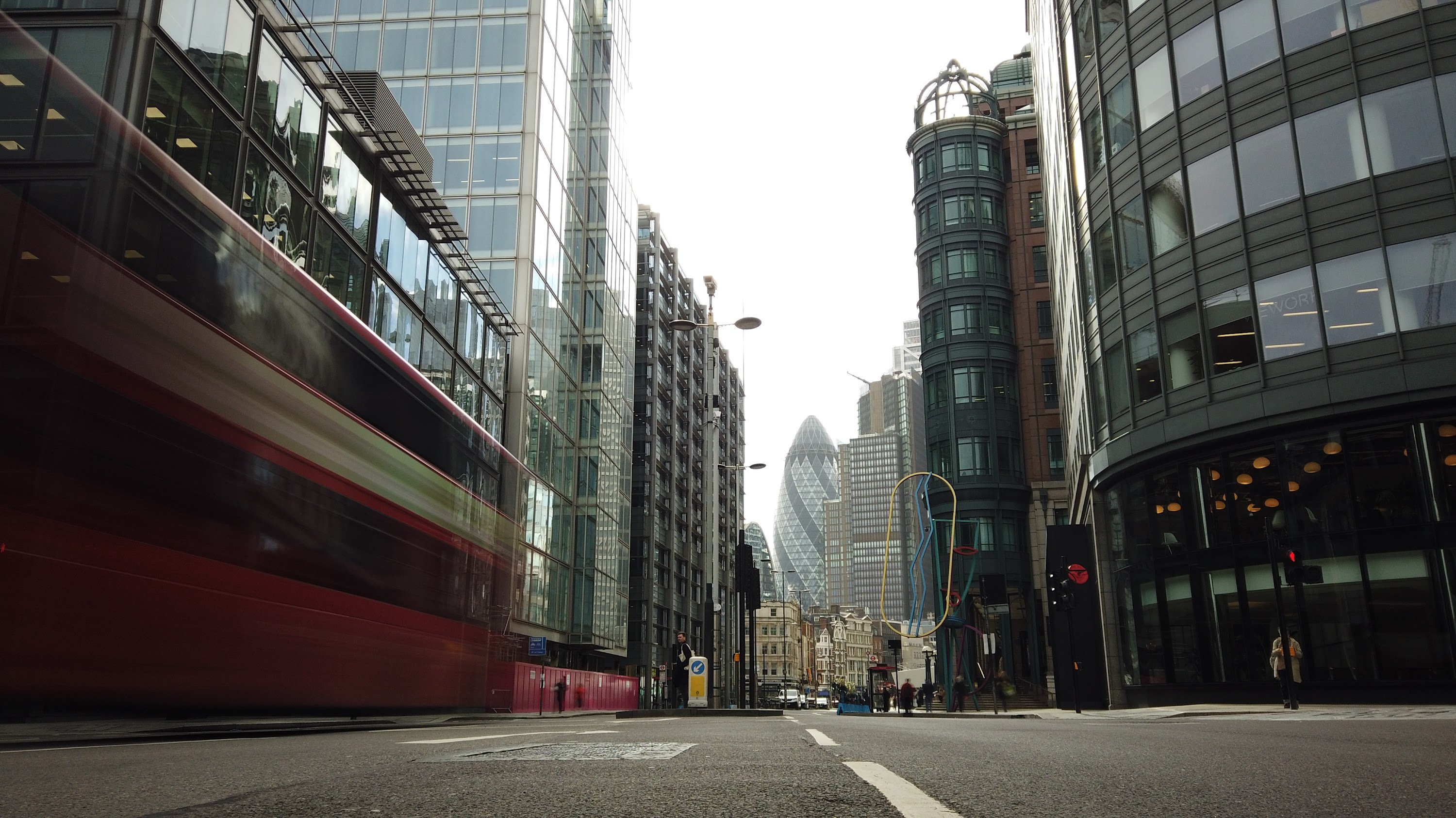 City of London Financial District Street View with The Gherkin