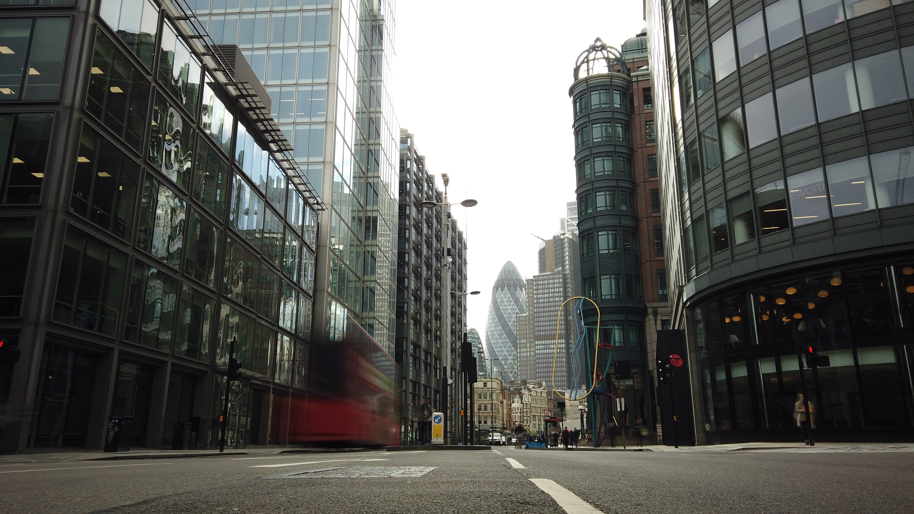 City of London Financial District Street View with The Gherkin