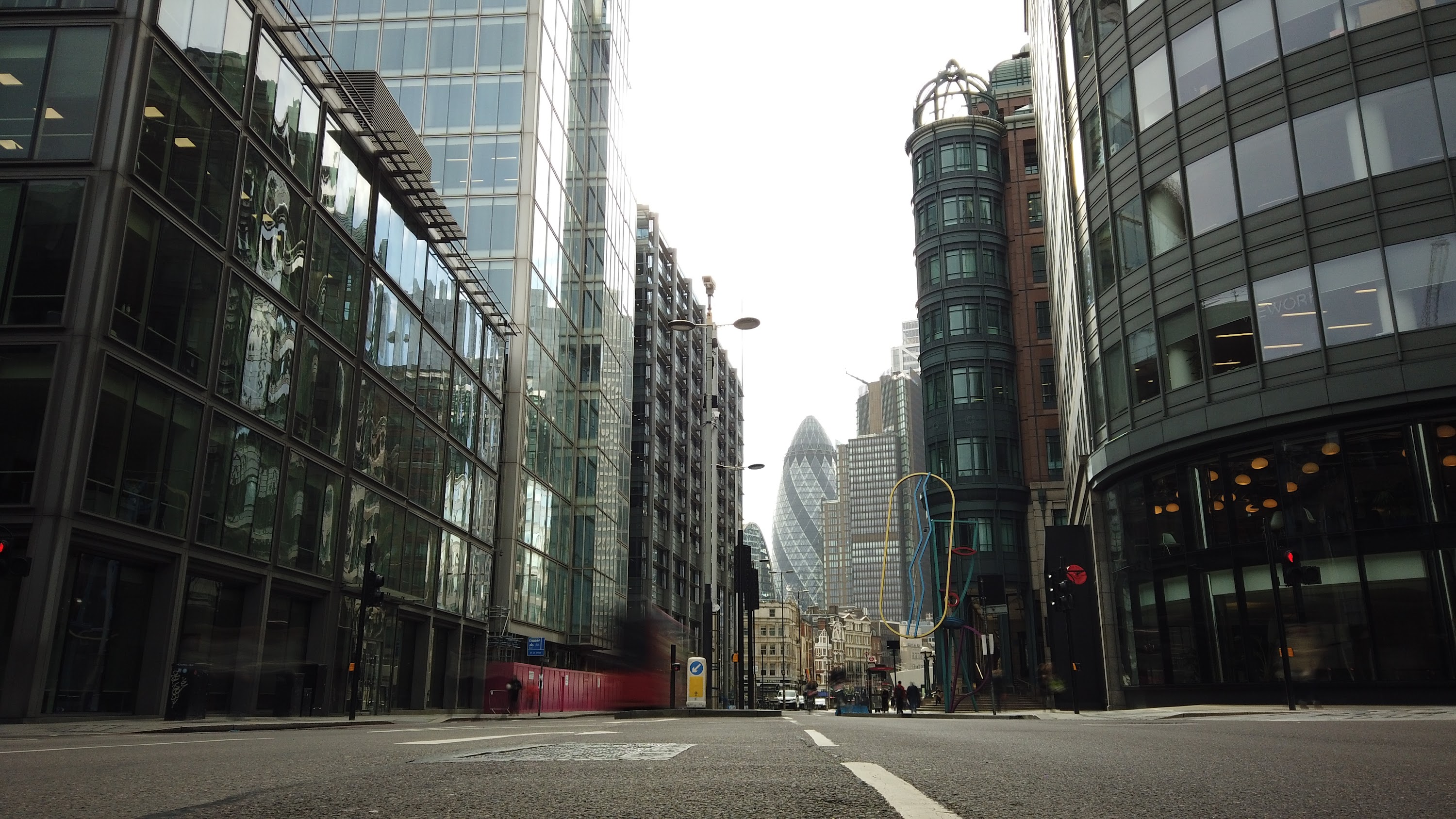 City of London Financial District Street View with The Gherkin