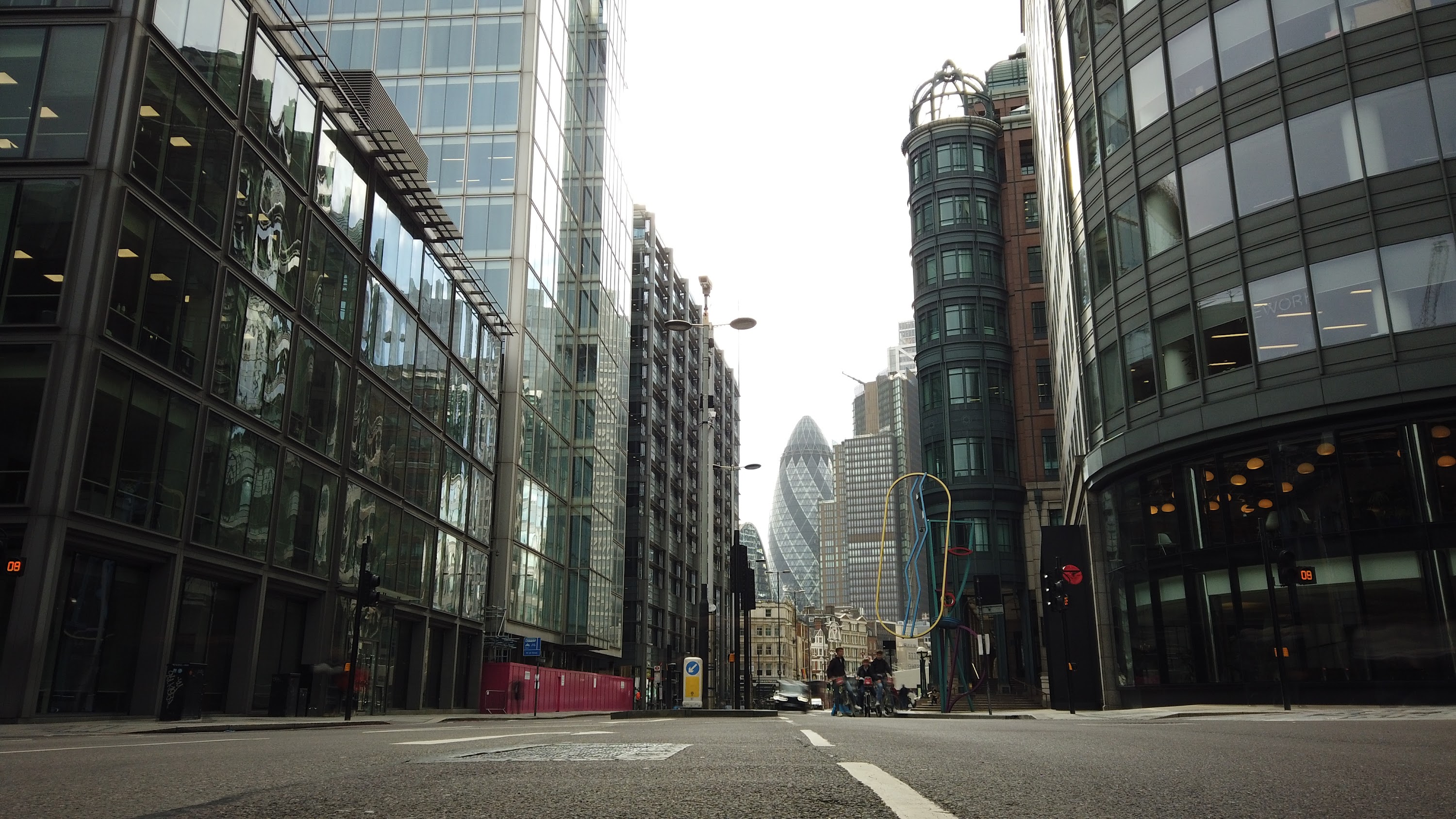 City of London Financial District Street View with The Gherkin