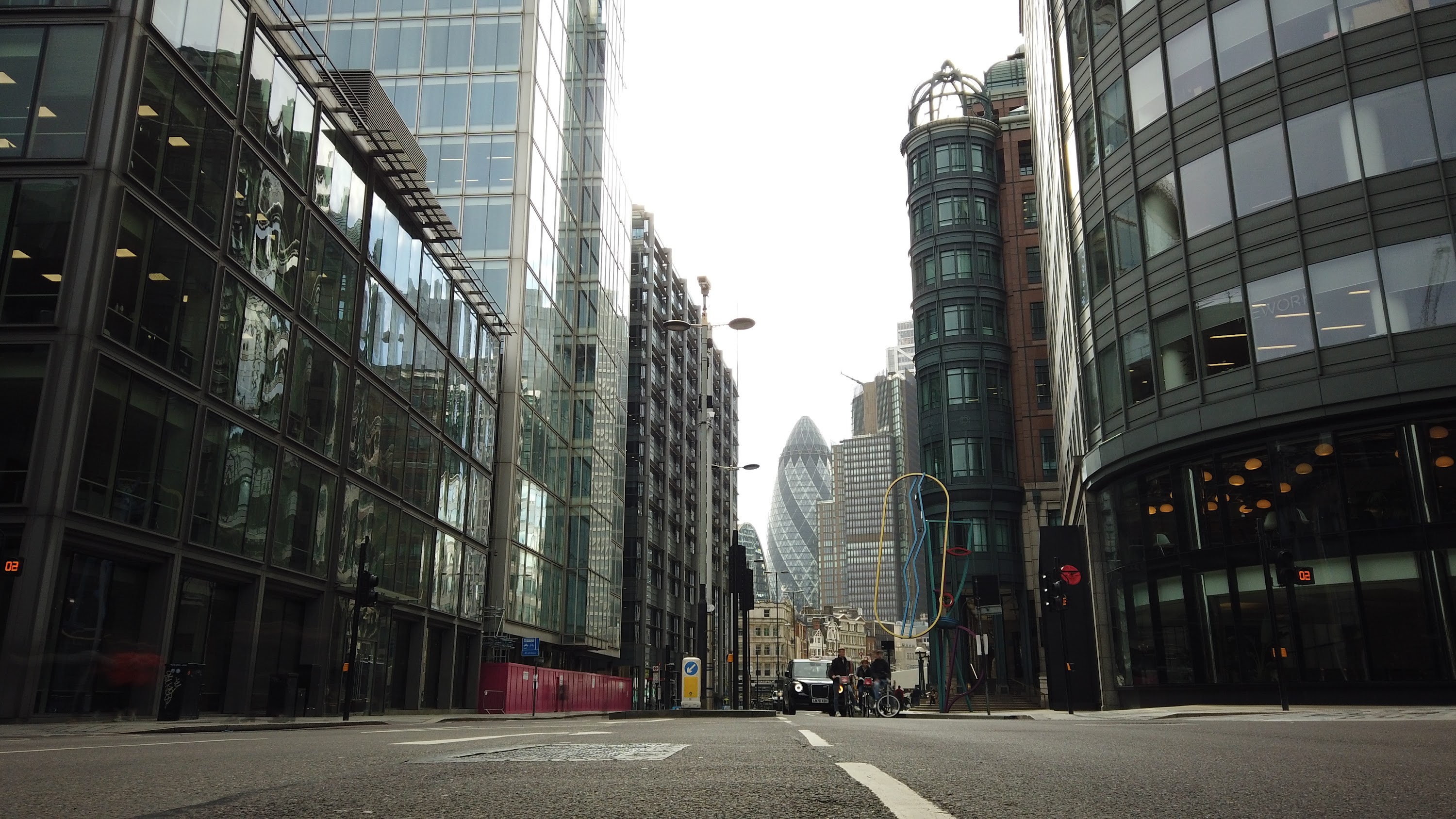 City of London Financial District Street View with The Gherkin