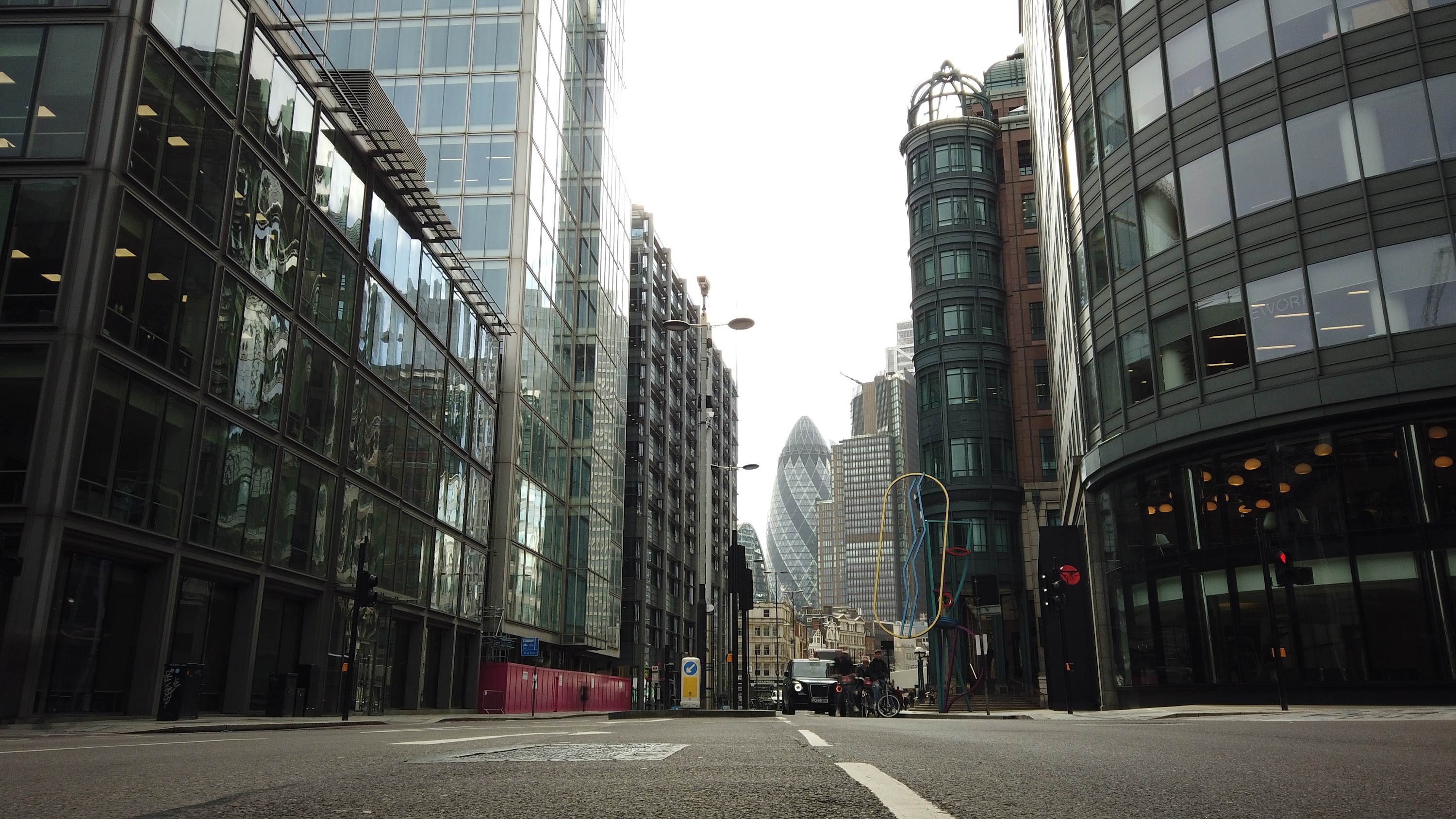 City of London Financial District Street View with The Gherkin