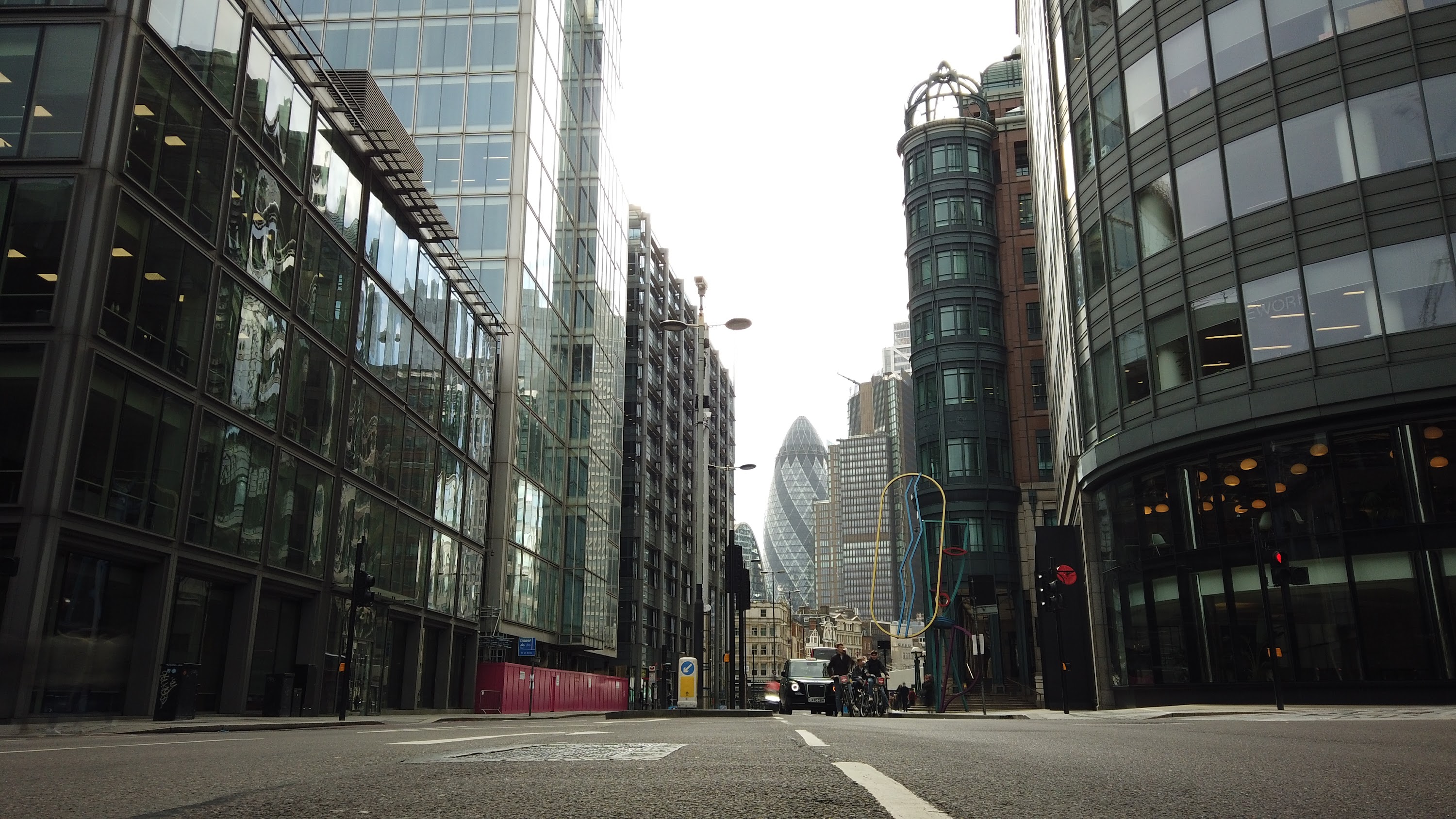 City of London Financial District Street View with The Gherkin