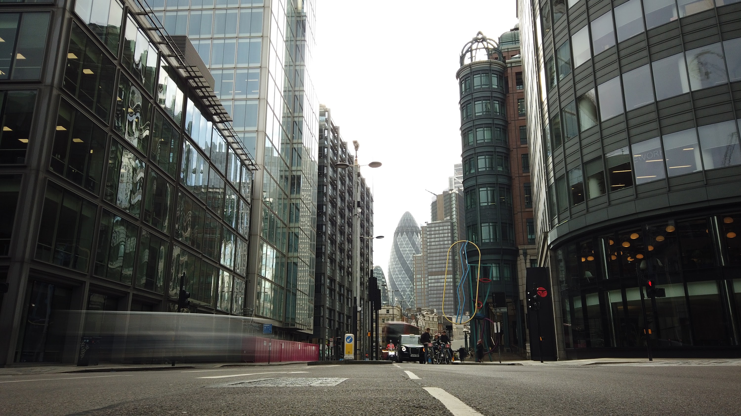 City of London Financial District Street View with The Gherkin