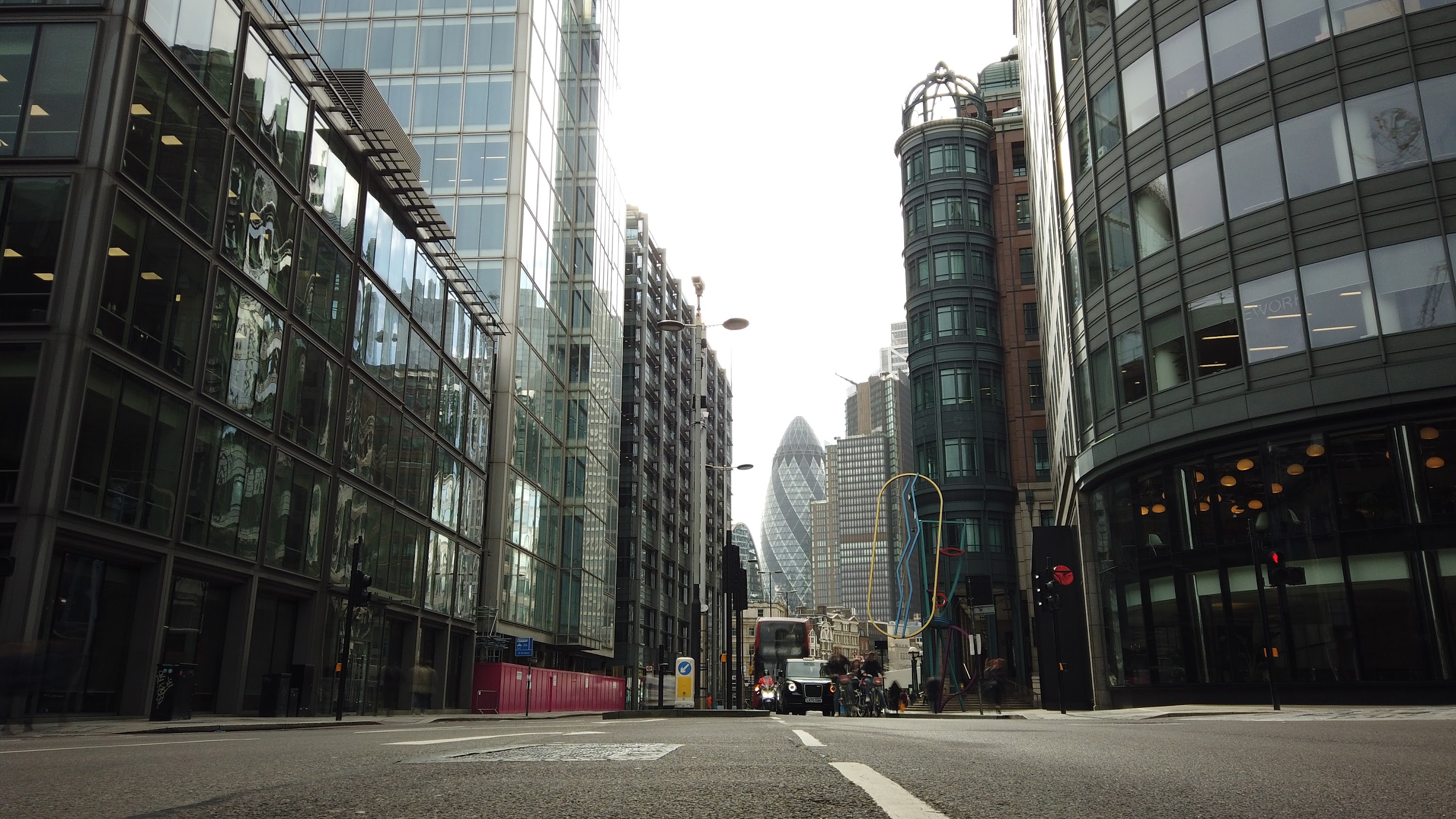 City of London Financial District Street View with The Gherkin