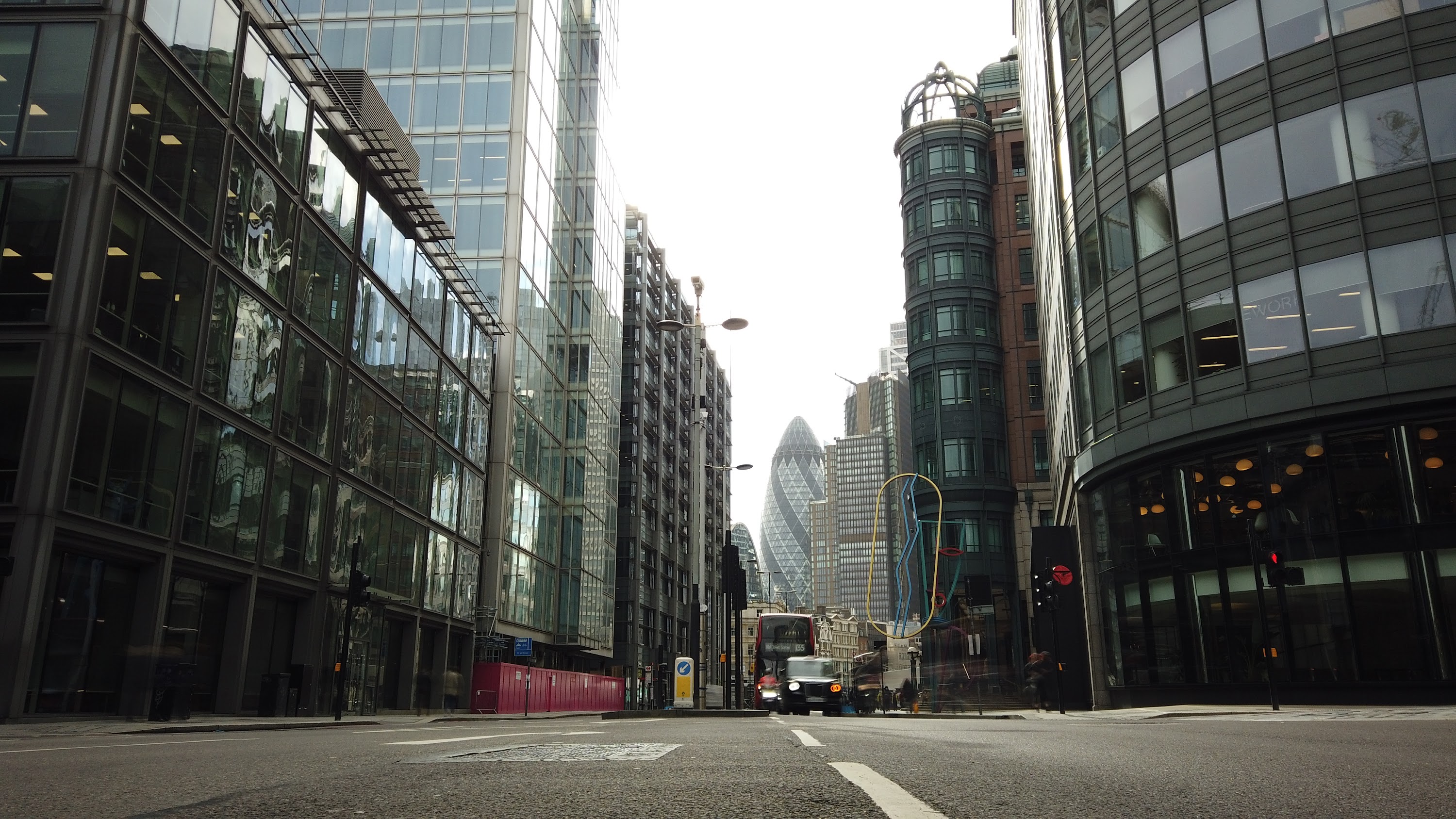 City of London Financial District Street View with The Gherkin