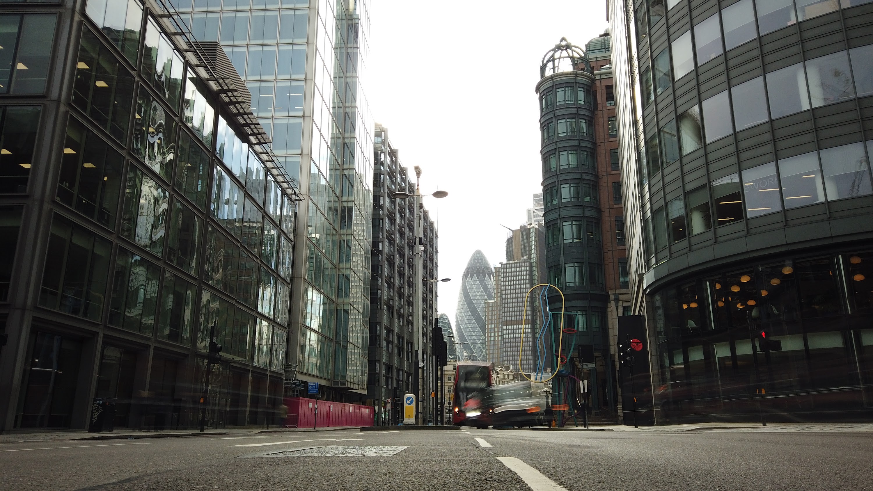 City of London Financial District Street View with The Gherkin