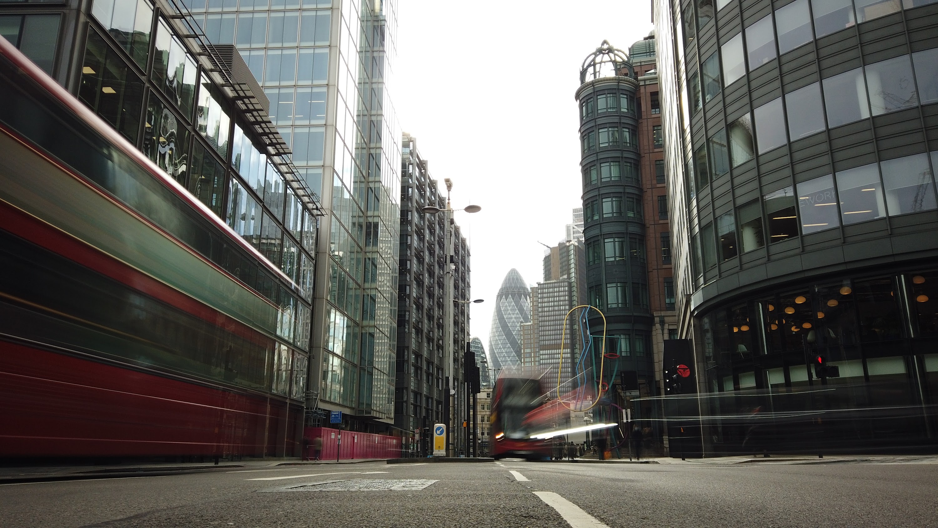 City of London Financial District Street View with The Gherkin