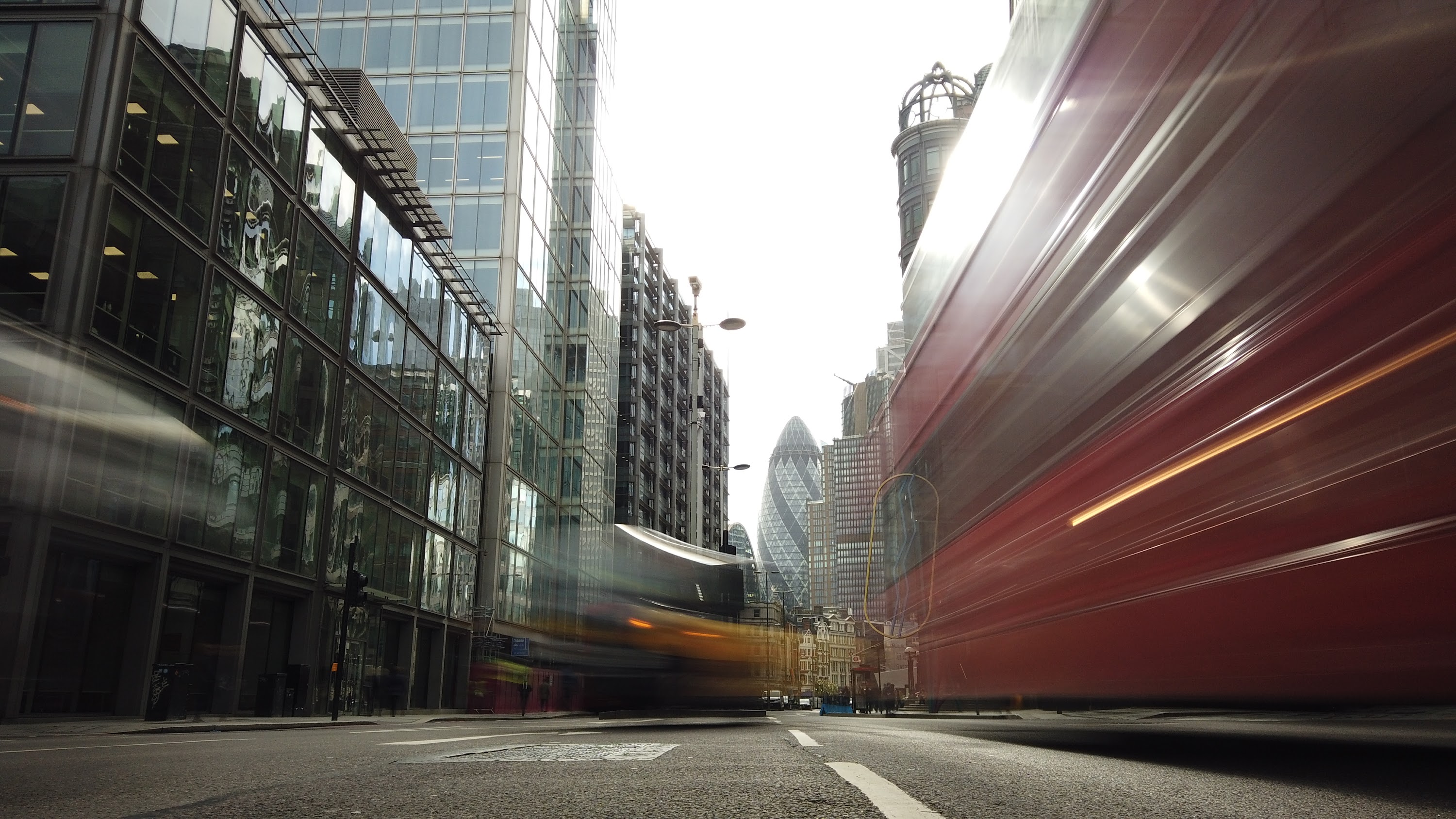 City of London Financial District Street View with The Gherkin